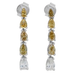 Lovely 1.82ct Diamond Fancy-Colored Drop Earrings in 18k White Gold