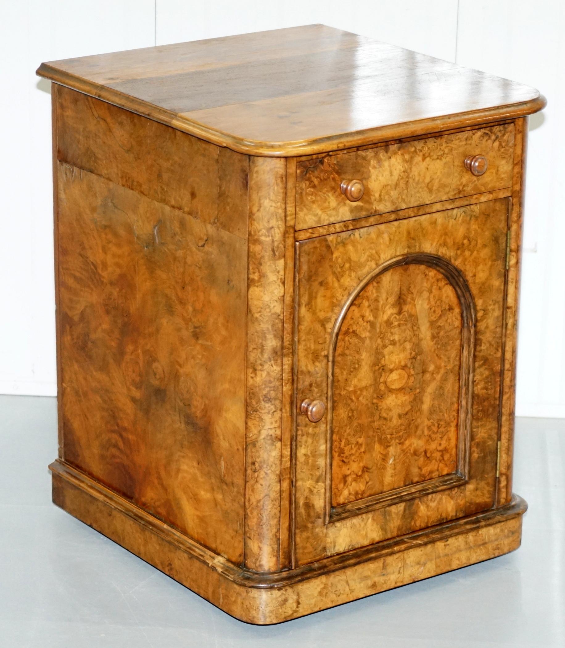 We are delighted to offer for sale this lovely oversized side cabinet with stunning burr walnut finish

A good looking and well-made piece, it looks to me like it used to be part of a different piece of furniture and was repurposed to be a more