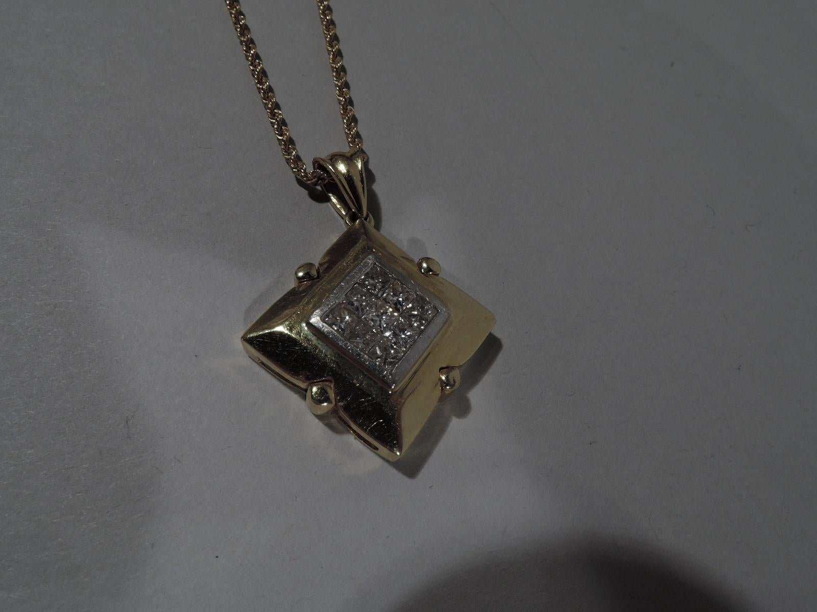Modern Lovely 18 Karat Gold and Diamond Pendant with Chain