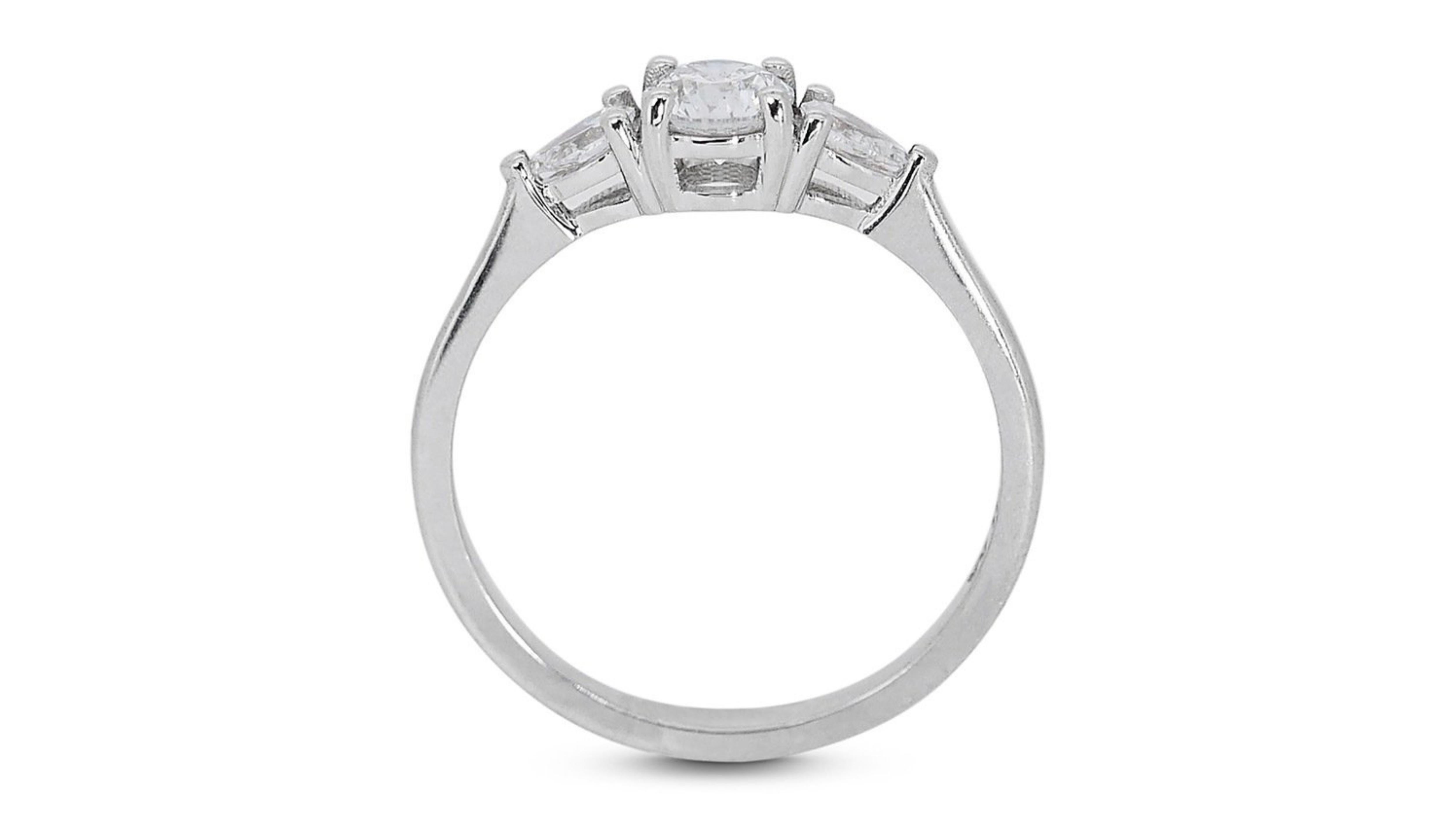 Women's or Men's Lovely 18k White Gold Ring with .63 Natural Diamond