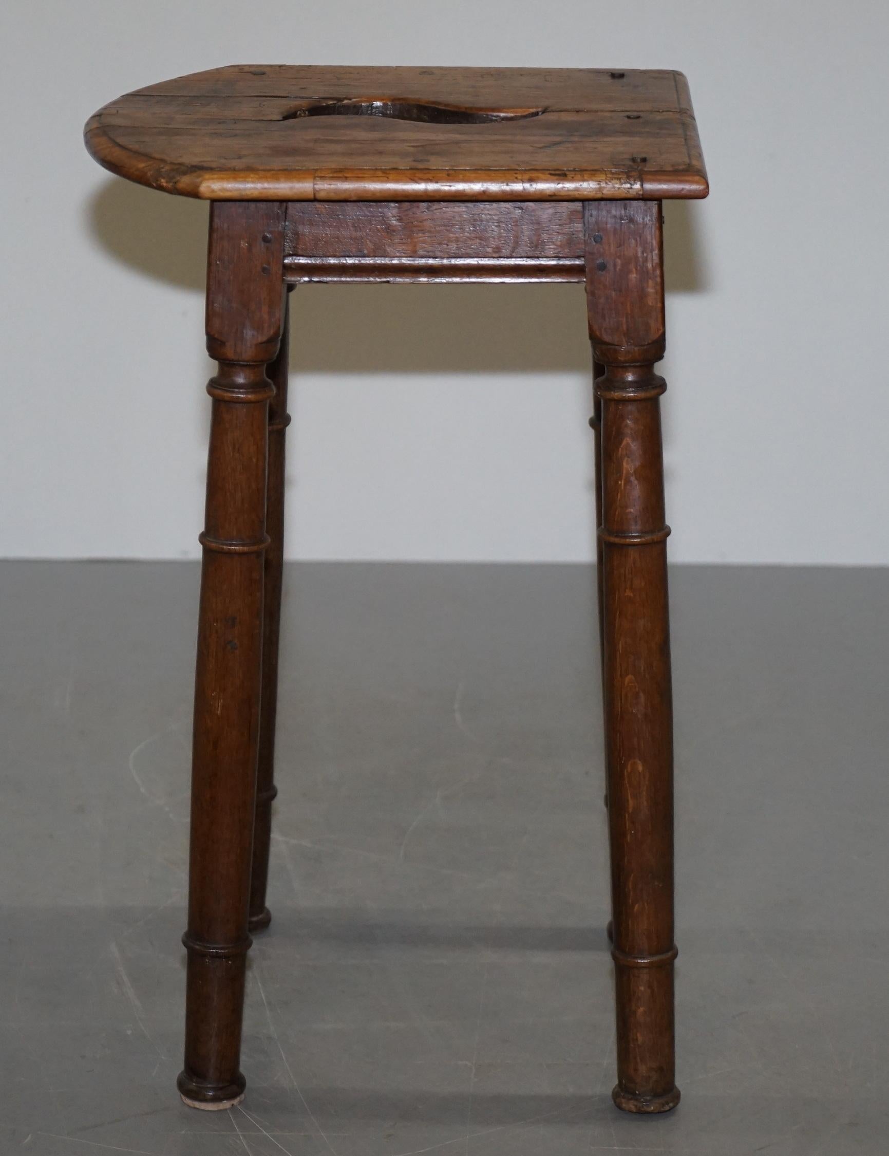 Lovely 18th Century Dutch Stool with Handle Cut Out in the Top Bar Pub Study 5