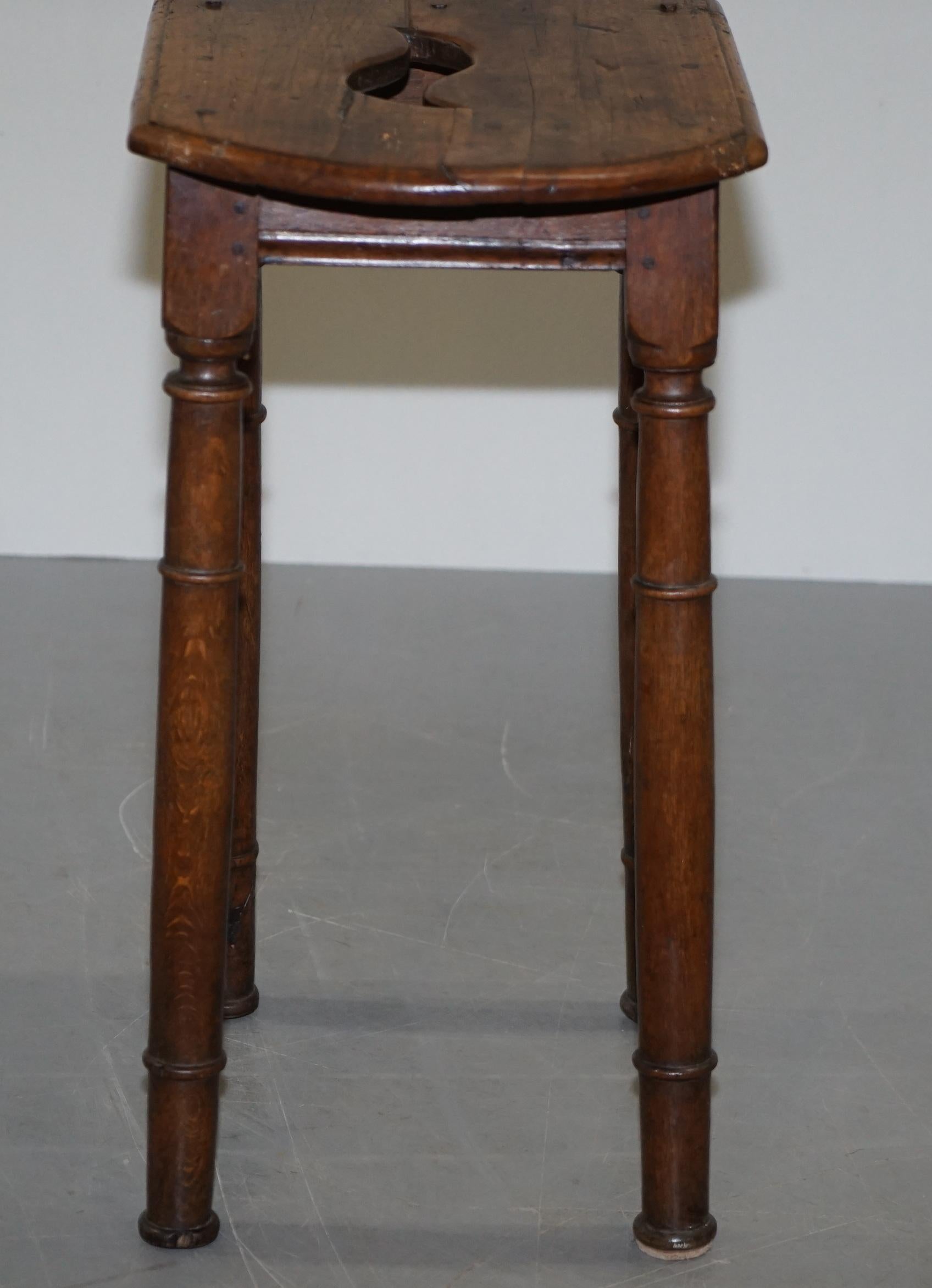 Lovely 18th Century Dutch Stool with Handle Cut Out in the Top Bar Pub Study 6