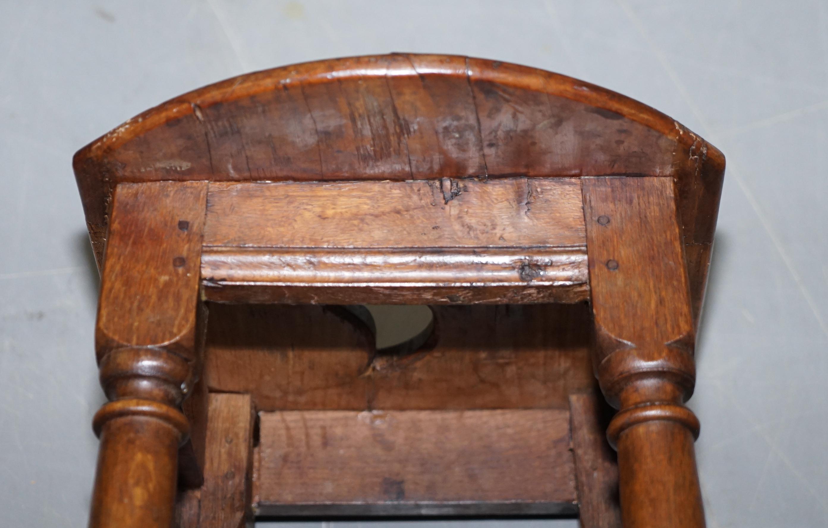Lovely 18th Century Dutch Stool with Handle Cut Out in the Top Bar Pub Study 9