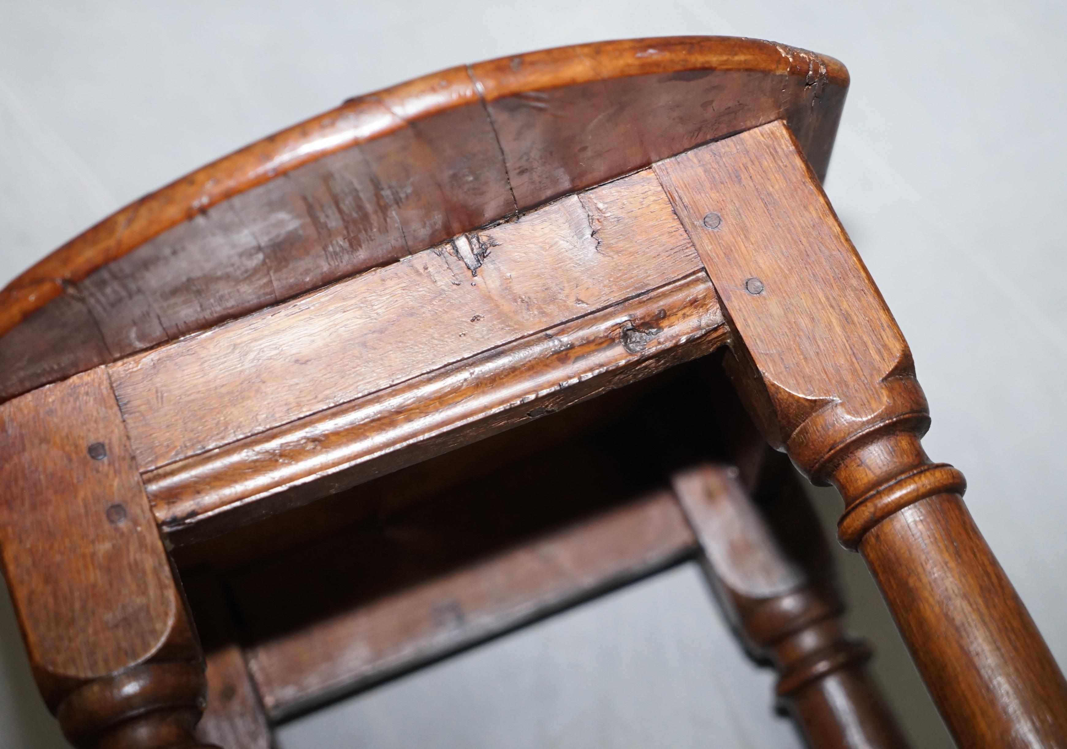 Lovely 18th Century Dutch Stool with Handle Cut Out in the Top Bar Pub Study 11