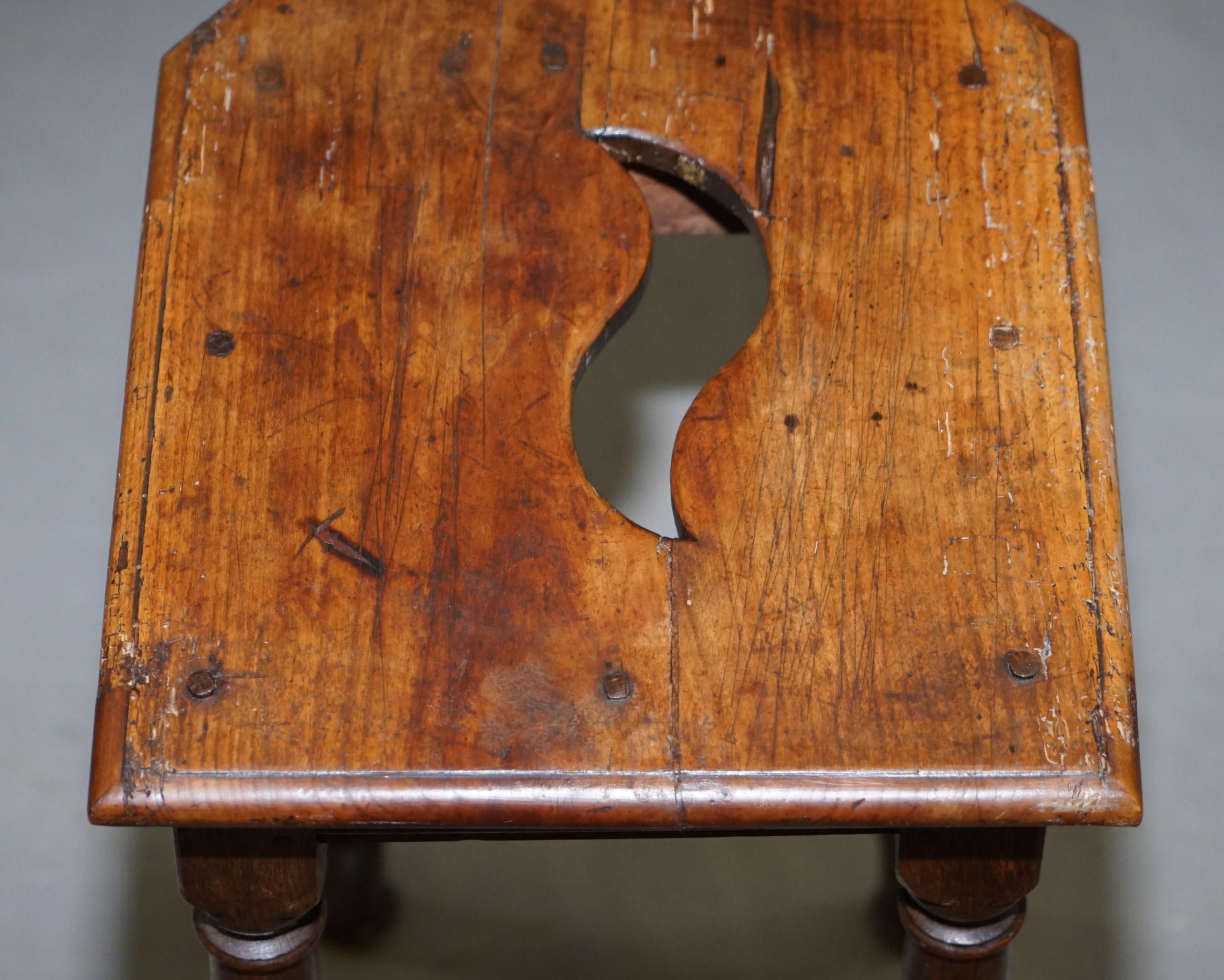 18th Century and Earlier Lovely 18th Century Dutch Stool with Handle Cut Out in the Top Bar Pub Study