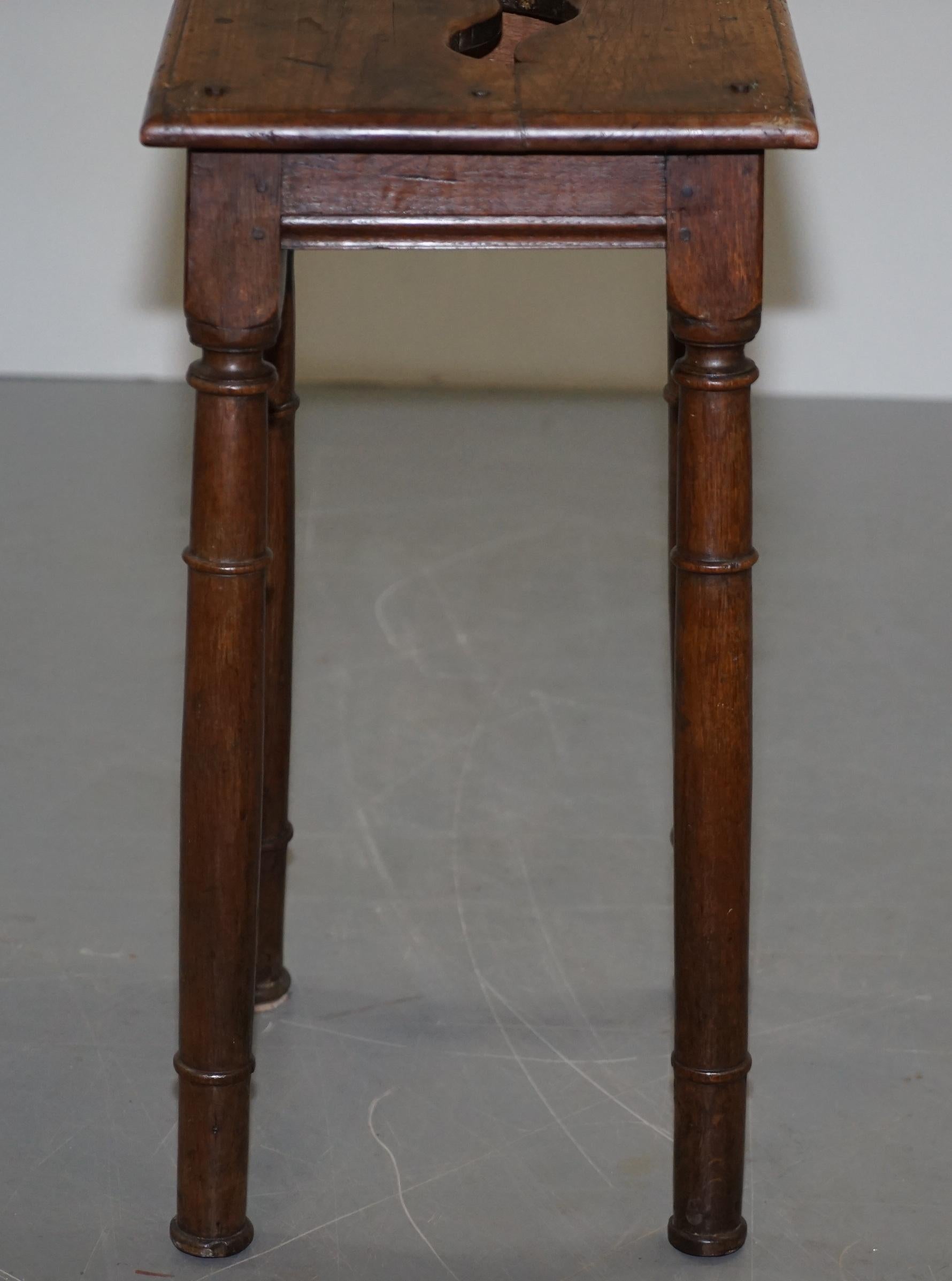 Lovely 18th Century Dutch Stool with Handle Cut Out in the Top Bar Pub Study 1