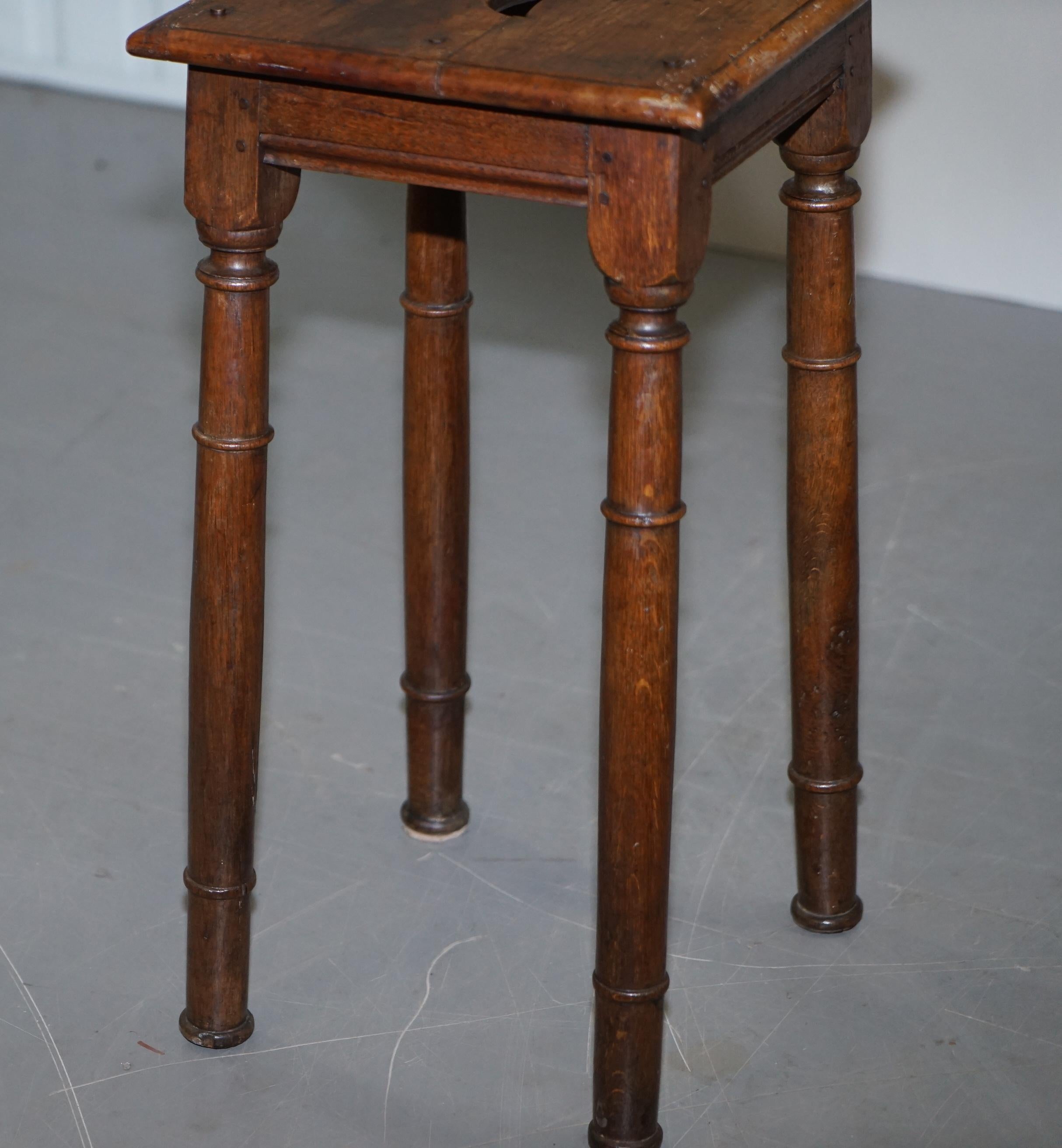 Lovely 18th Century Dutch Stool with Handle Cut Out in the Top Bar Pub Study 2