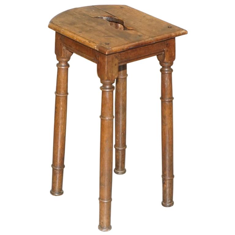 Lovely 18th Century Dutch Stool with Handle Cut Out in the Top Bar Pub Study
