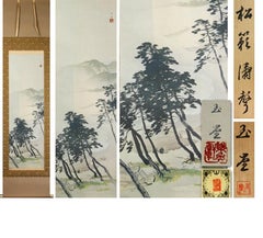 Lovely 19th-20th Century Scroll Painting Japan Artist Kawagoi Tamado Painted