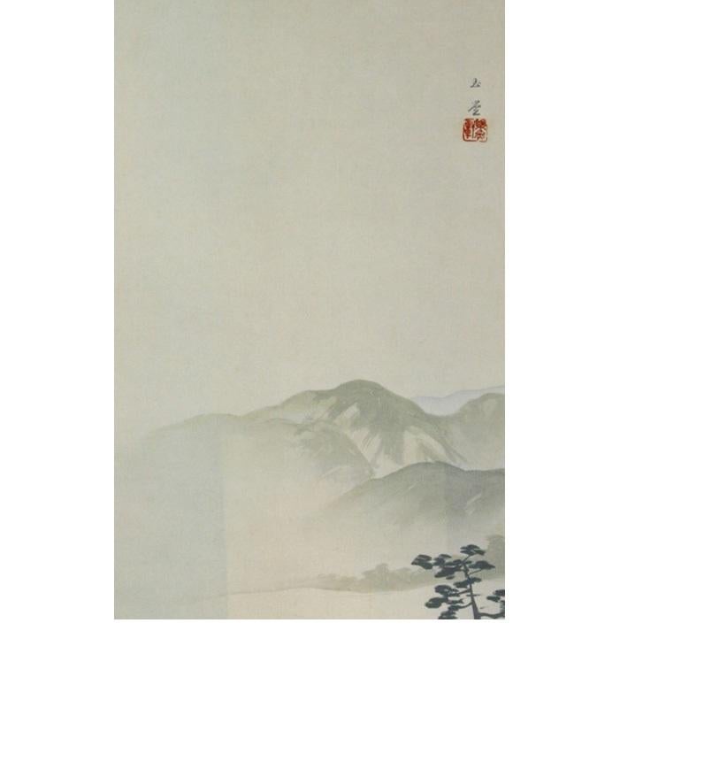 Lovely 19th-20th Century Scroll Painting Japan Künstler Kawagoi Tamado gemalt (Meiji-Periode) im Angebot