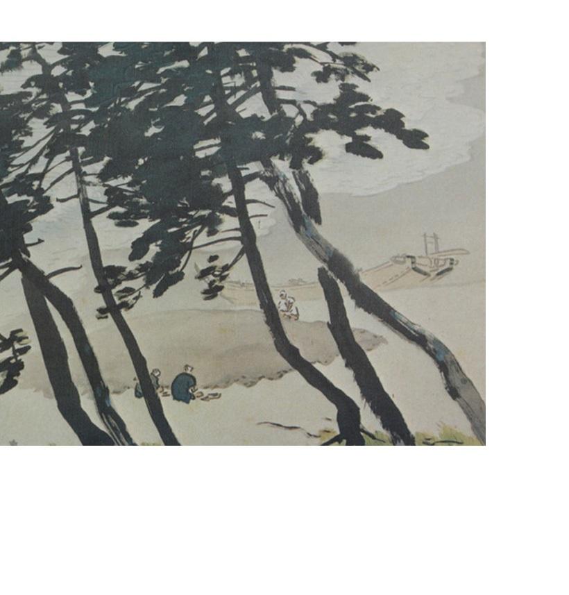 Lovely 19th-20th Century Scroll Painting Japan Künstler Kawagoi Tamado gemalt im Angebot 1