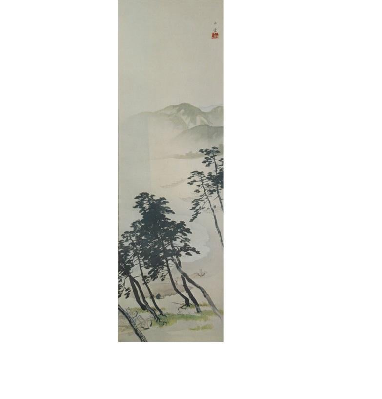 Lovely 19th-20th Century Scroll Painting Japan Artist Kawagoi Tamado Painted For Sale 2