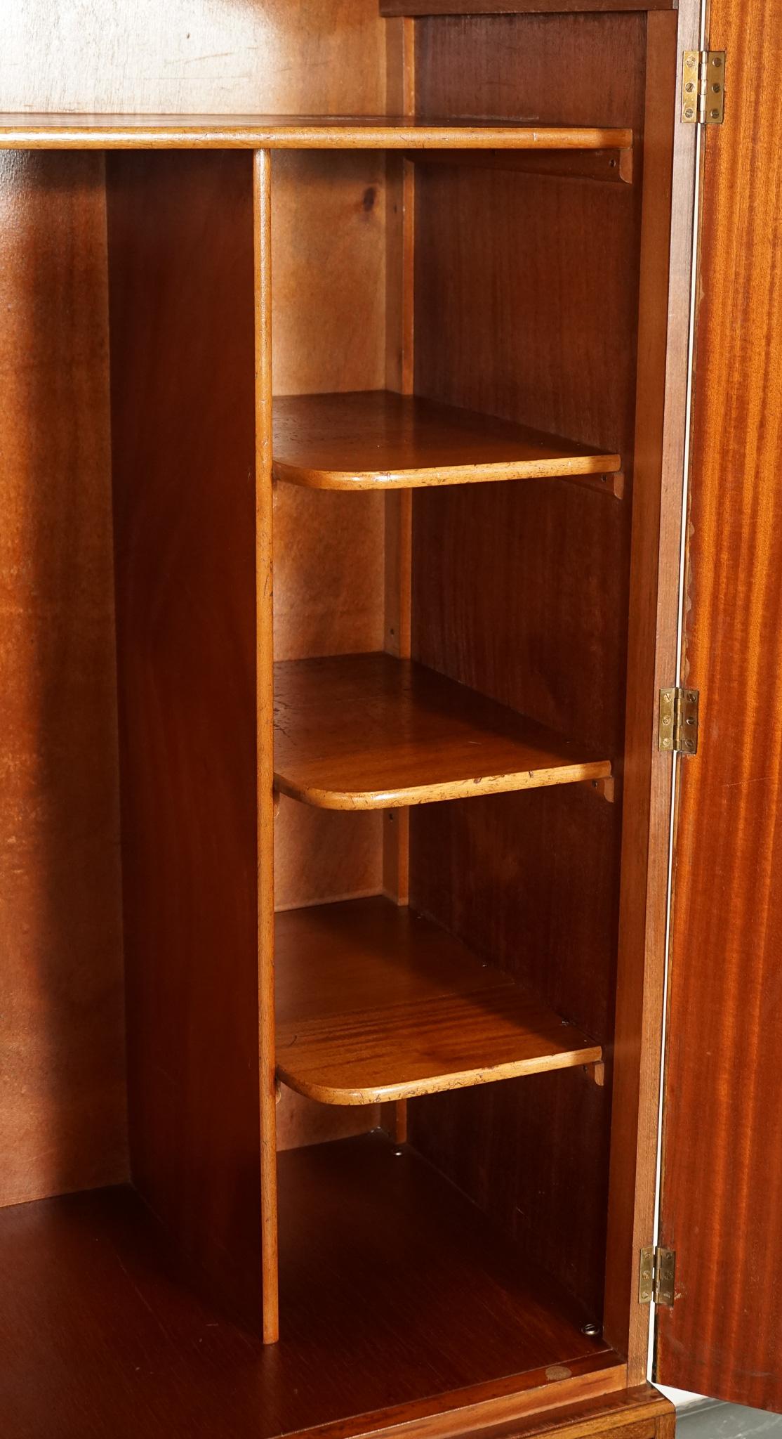 LOVELY 1920'S ART DECO BURR WALNUT WARDROBE WiTH TWO DRAWERS QUEEN ANNE LEGS For Sale 4