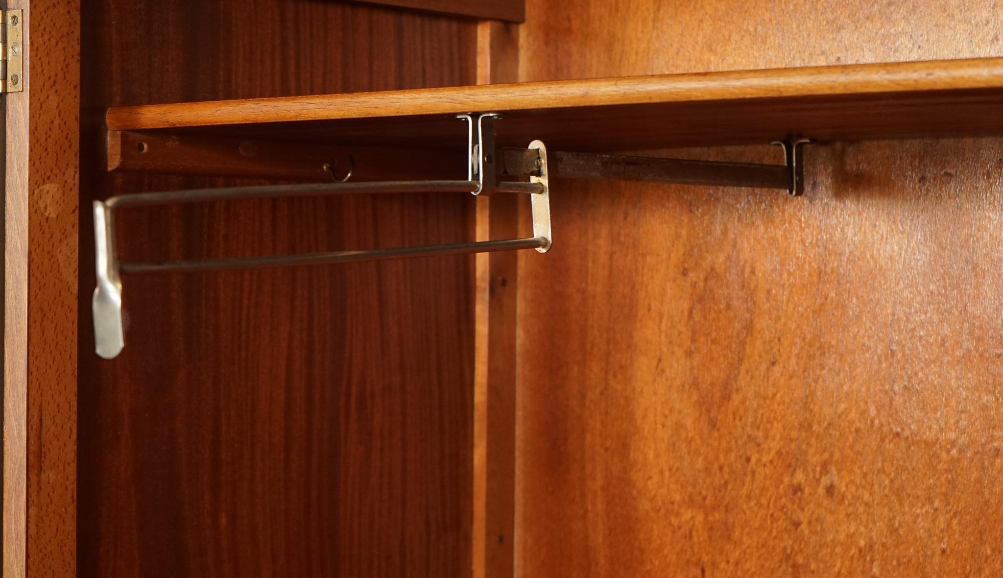 LOVELY 1920'S ART DECO BURR WALNUT WARDROBE WiTH TWO DRAWERS QUEEN ANNE LEGS For Sale 5