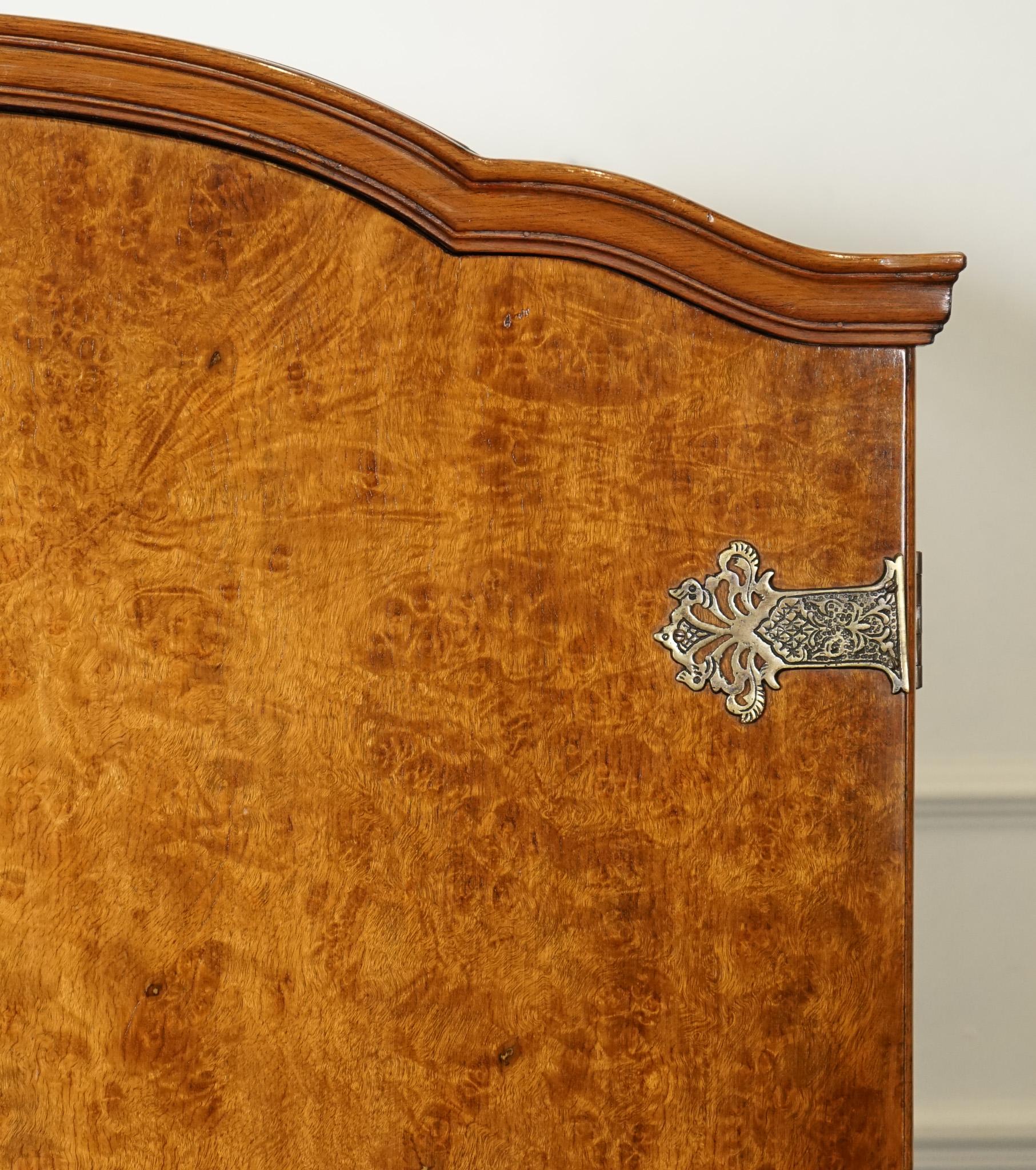 Walnut LOVELY 1920'S ART DECO BURR WALNUT WARDROBE WiTH TWO DRAWERS QUEEN ANNE LEGS For Sale