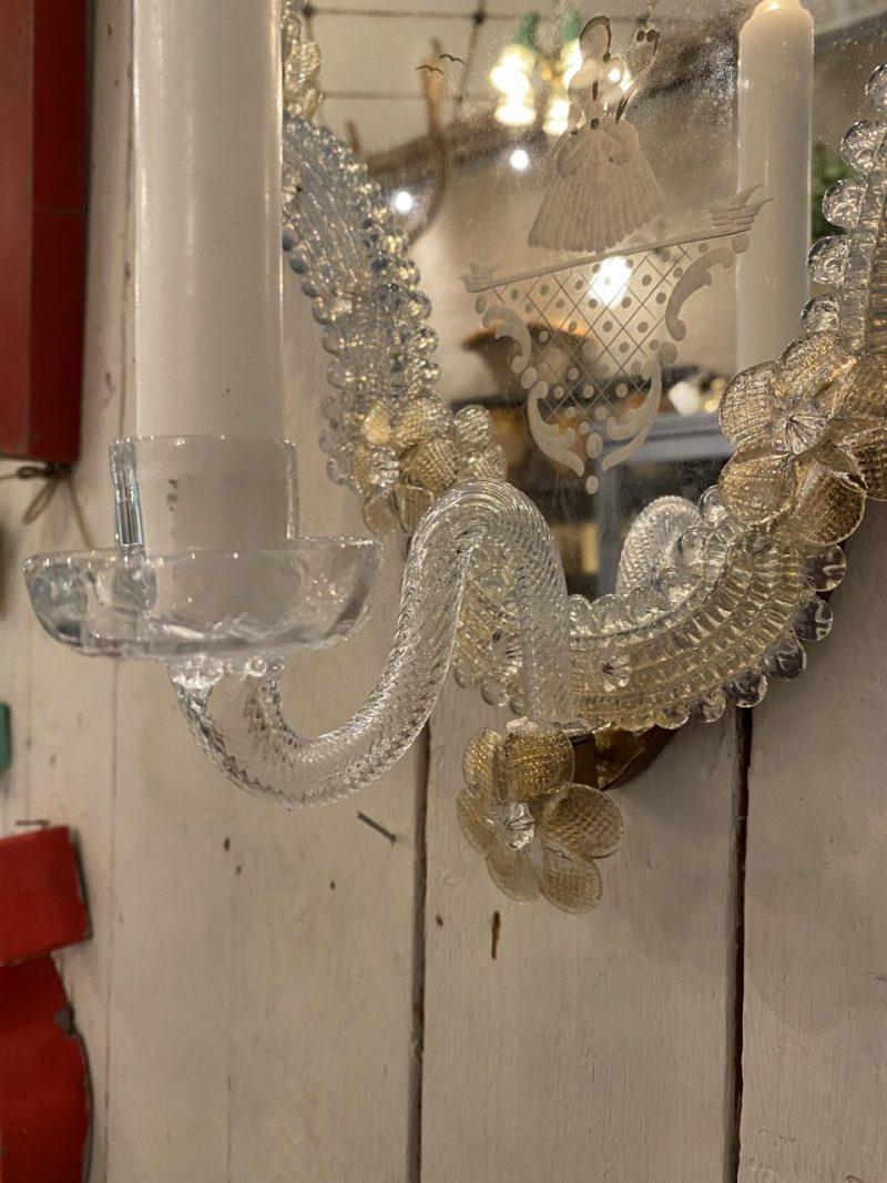 Lovely 1920s Venetian Wall Mirror and Candle Light Sconce In Good Condition For Sale In Copenhagen K, DK
