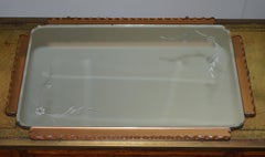 Lovely 1930s Peach French Art Deco Venetian Etched and Engraved Bevelled Mirror