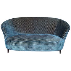 Lovely 1950s Gio Ponti Style Italian Two-Seat Sofa in Designer Guild Fabric