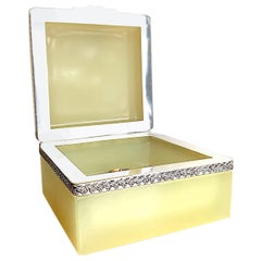 Lovely 1950s Yellow Murano Glass Hinged Jewelry Box by Cendese