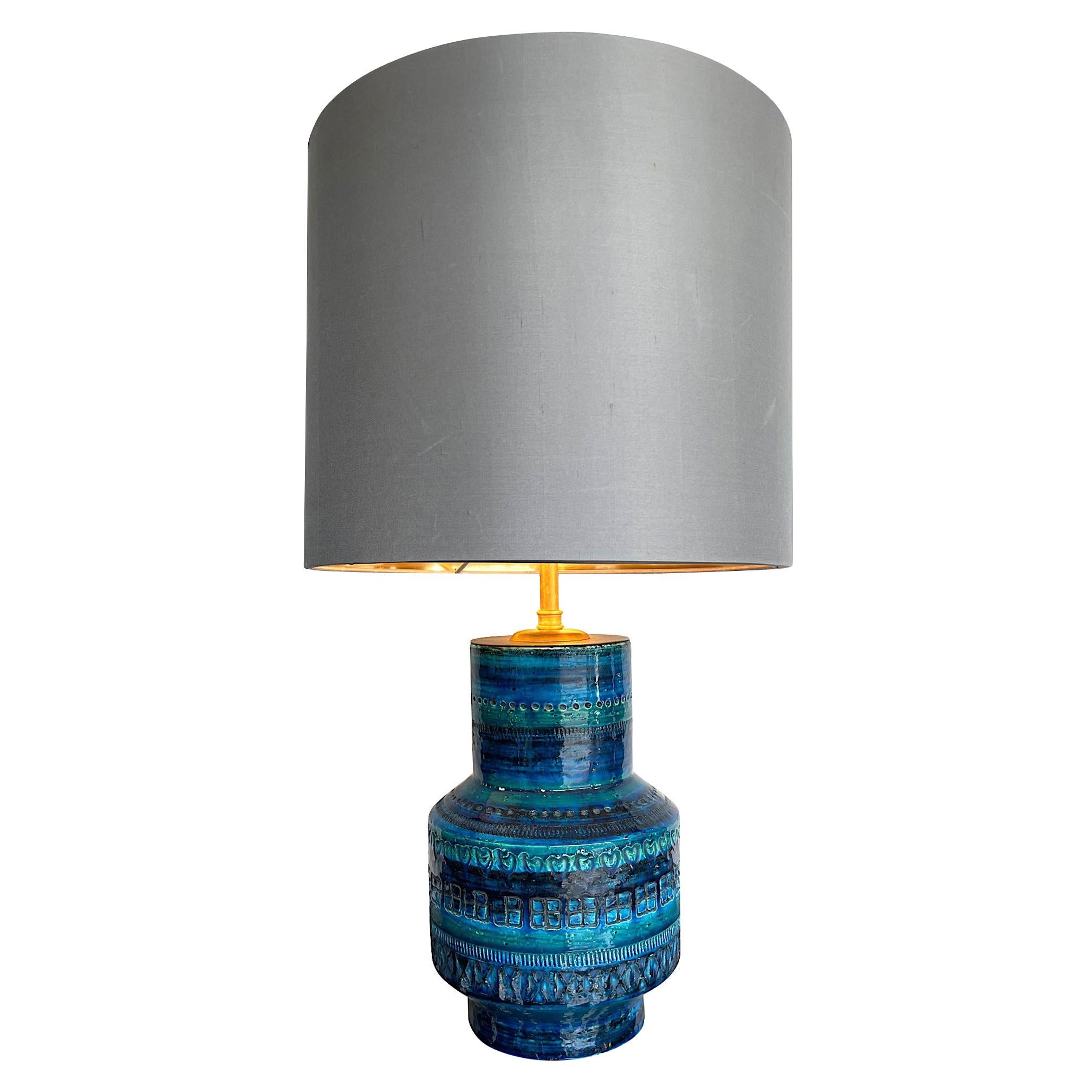 Lovely 1960s Bitossi Ceramic Lamp by Aldo Londi in Famous "Rimini Blue"