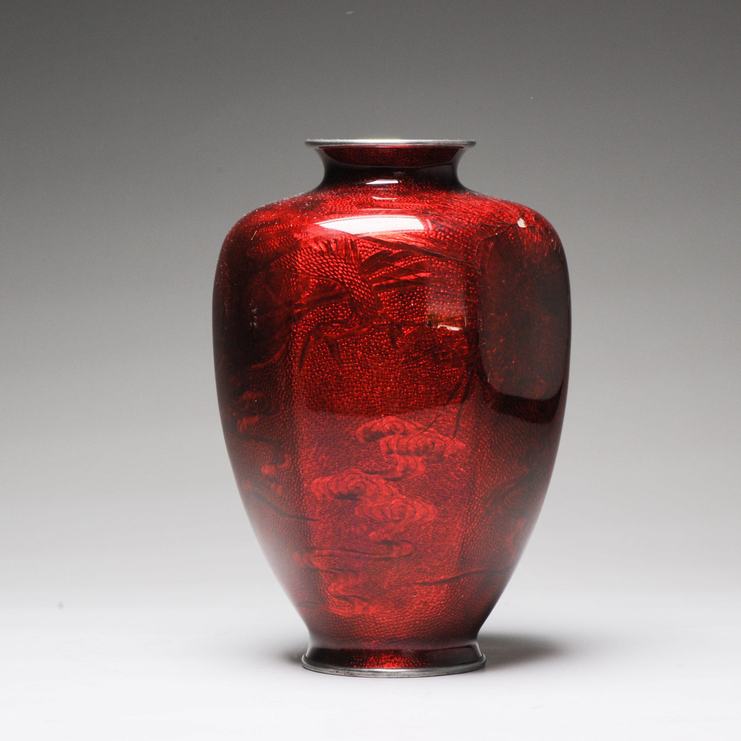19th Century Lovely 19c Antique Meiji Period Japanese Ginbari Bronze Cloisonne Vase For Sale