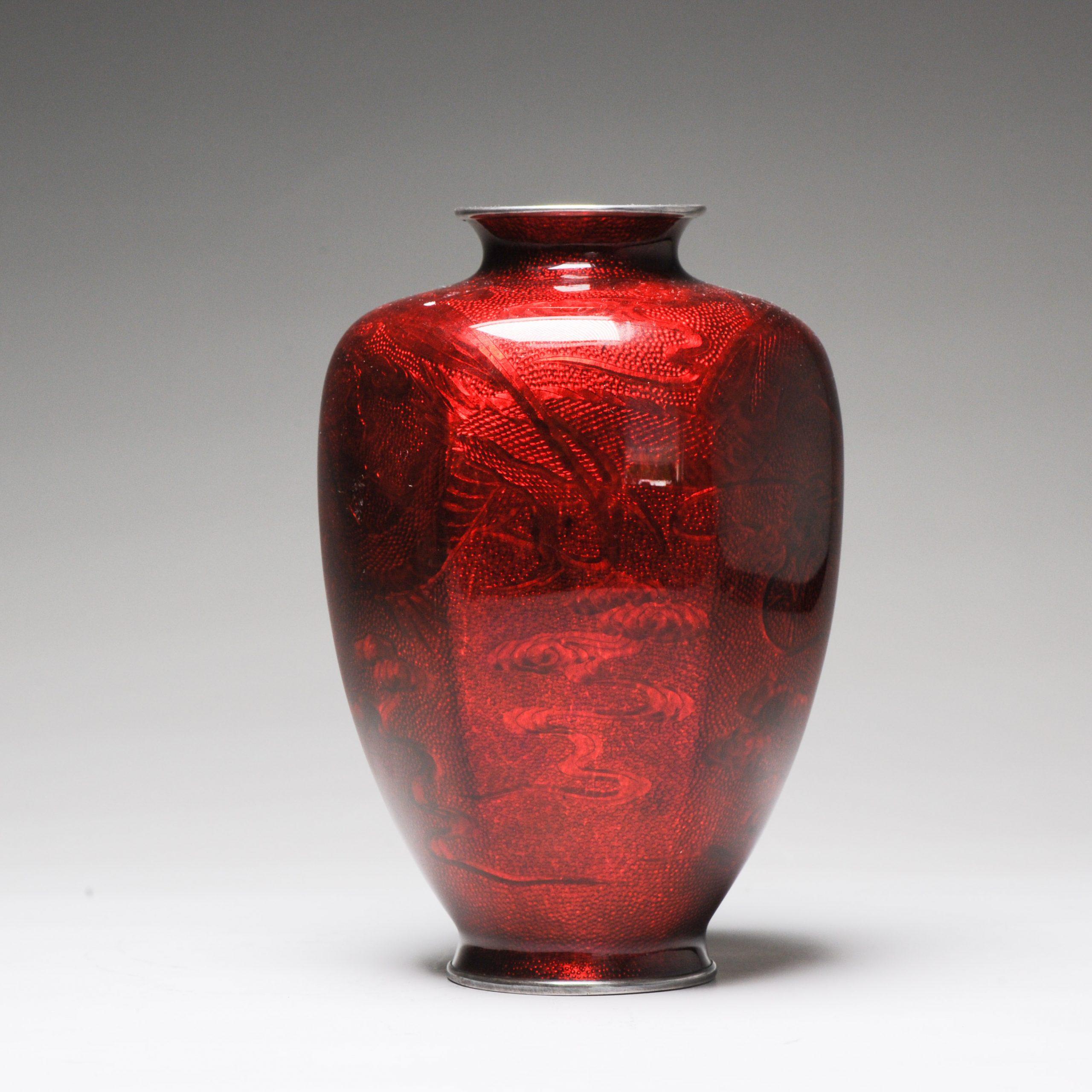 Lovely 19c Antique Meiji Period Japanese Ginbari Bronze Cloisonne Vase For Sale 2