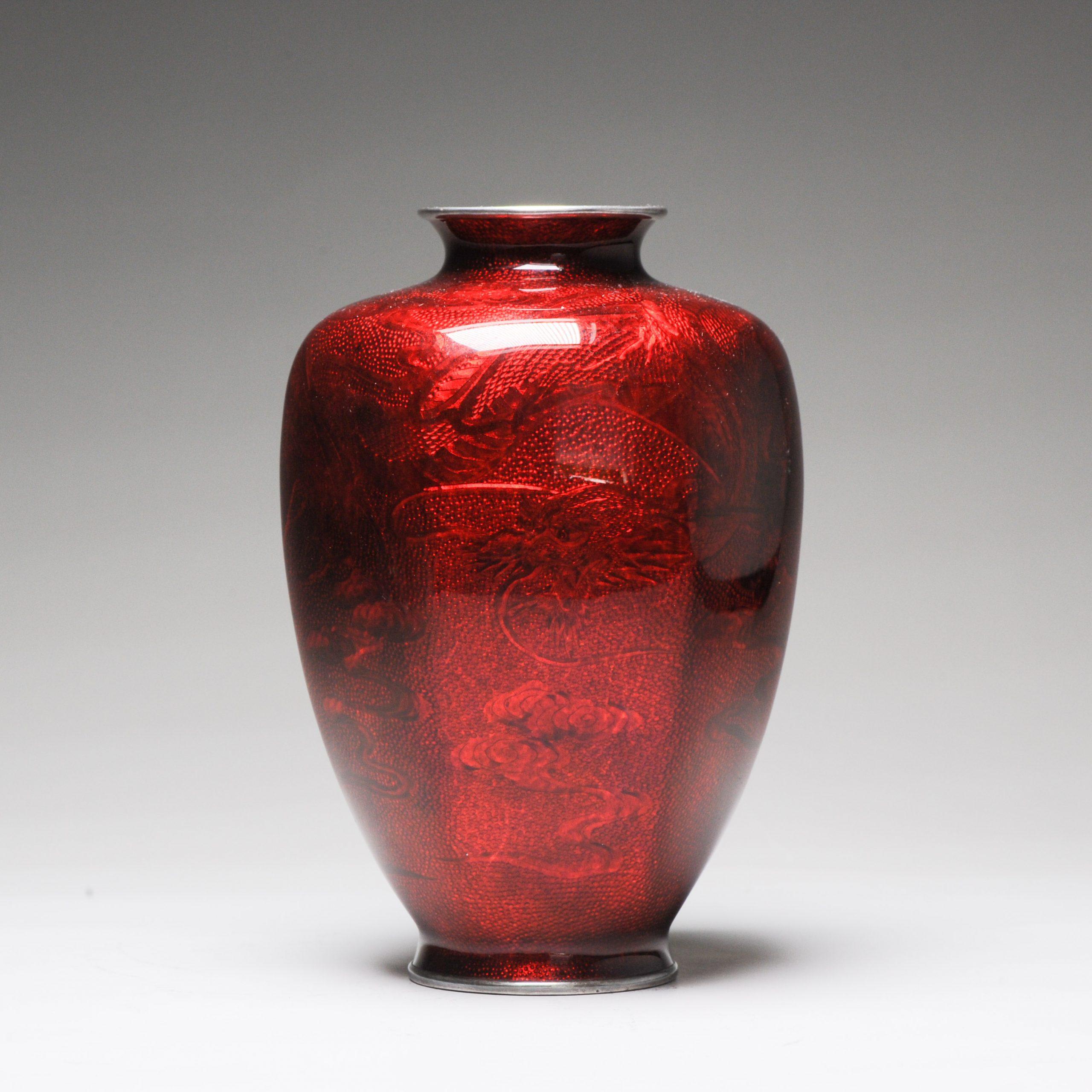 Lovely 19c Antique Meiji Period Japanese Ginbari Bronze Cloisonne Vase For Sale 3