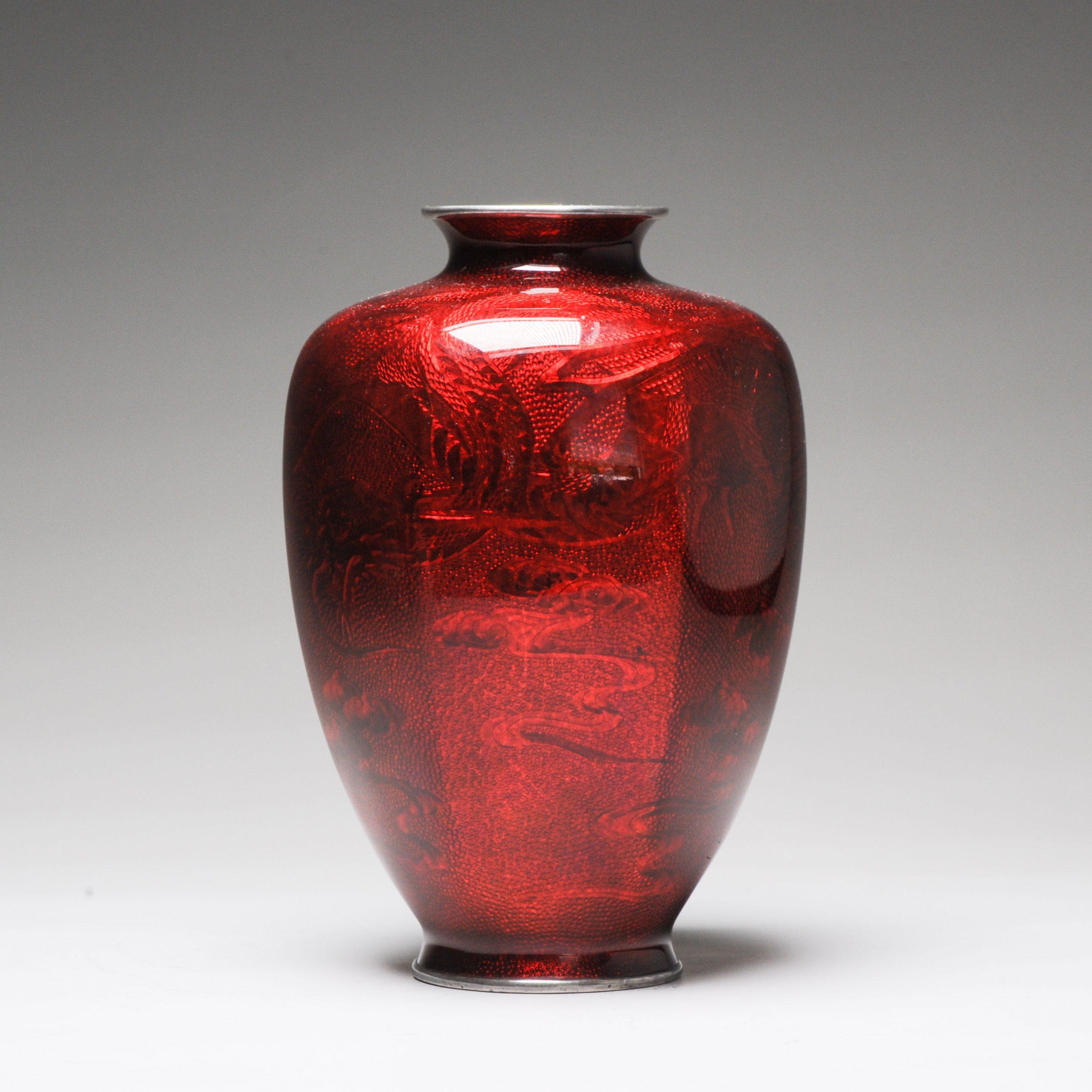 Lovely 19c Antique Meiji Period Japanese Ginbari Bronze Cloisonne Vase For Sale 4