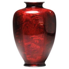 Lovely 19c Antique Meiji Period Japanese Ginbari Bronze Cloisonne Vase