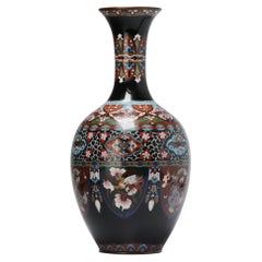 Lovely 19c Antique Meiji Period Japanese Vase Flower Bronze Cloisonne