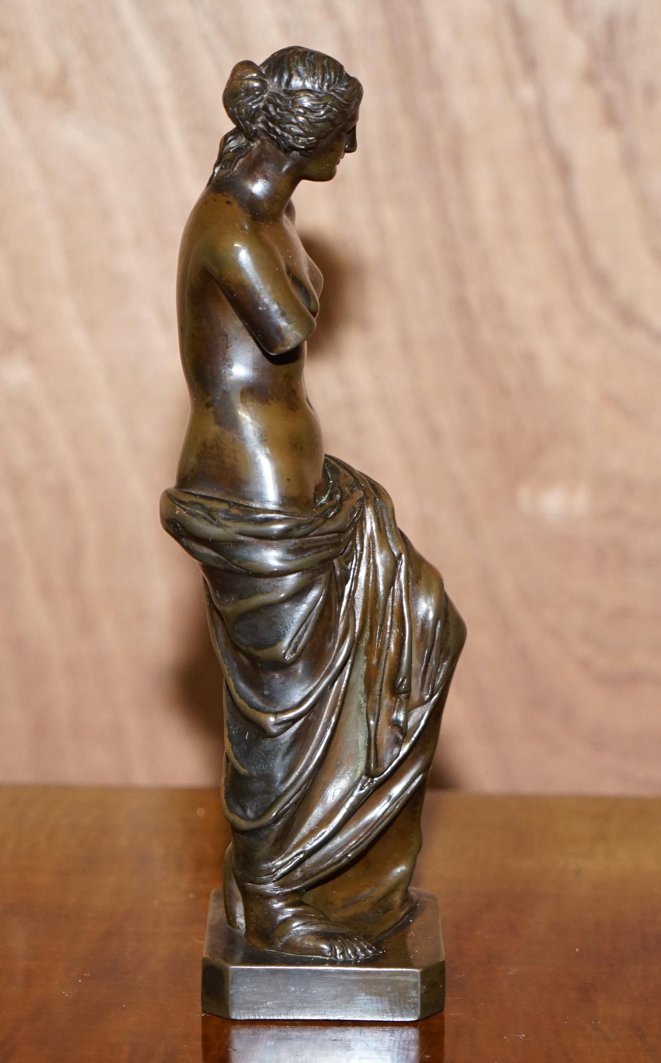 Lovely 19th Century Antique Italian Venus De Milo Grand Tour Bronze Statue For Sale 9