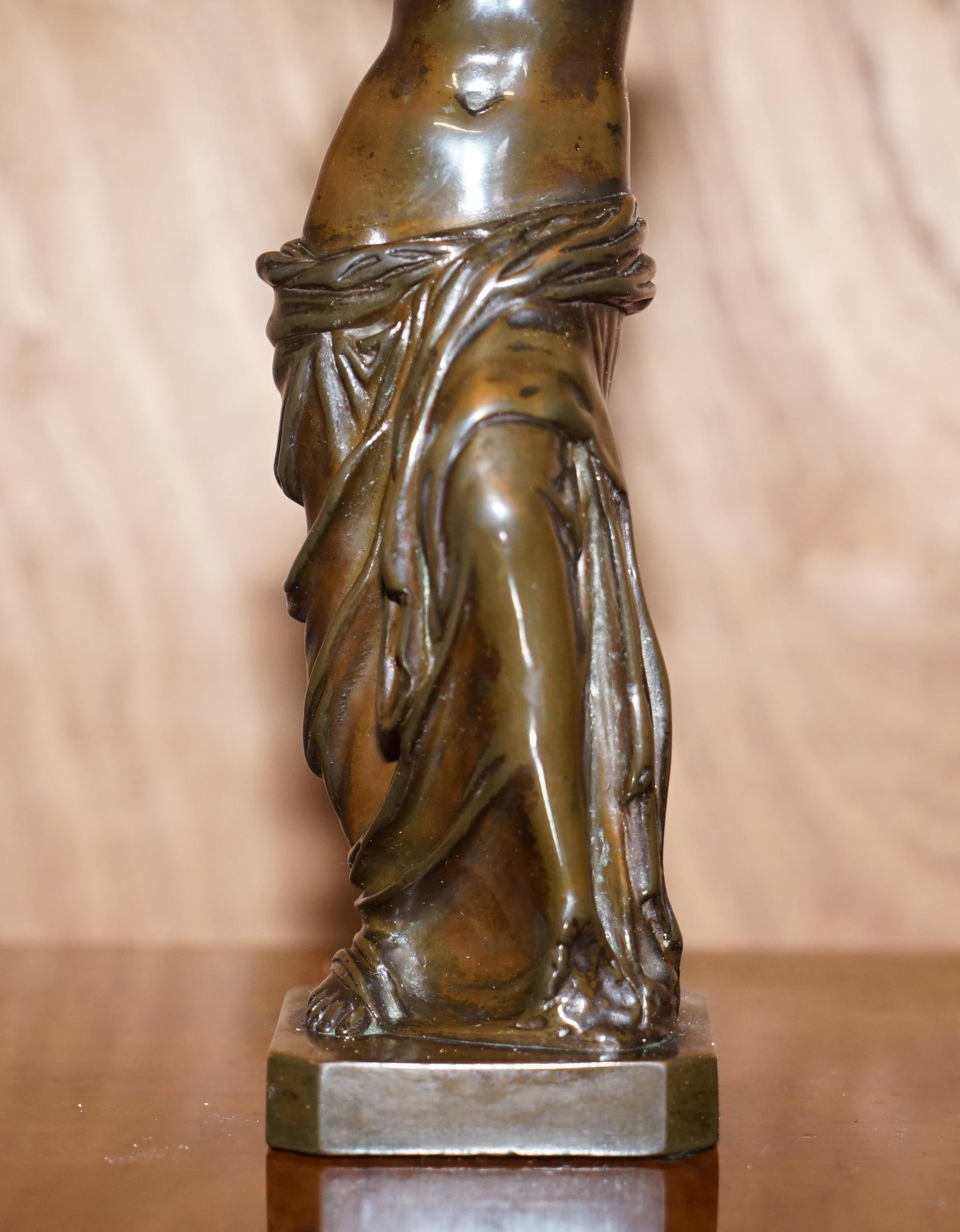 Victorian Lovely 19th Century Antique Italian Venus De Milo Grand Tour Bronze Statue For Sale