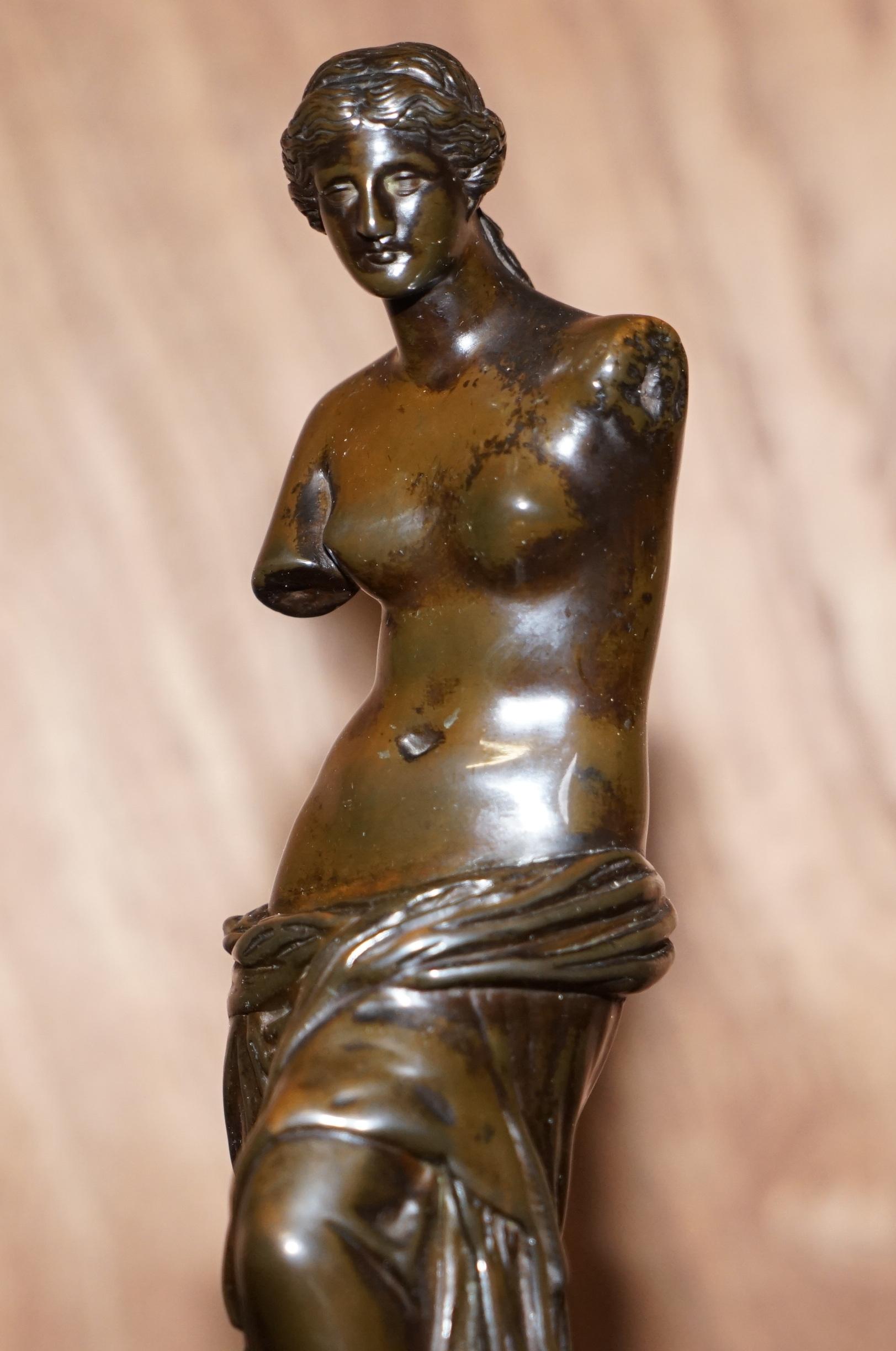 Lovely 19th Century Antique Italian Venus De Milo Grand Tour Bronze Statue For Sale 1