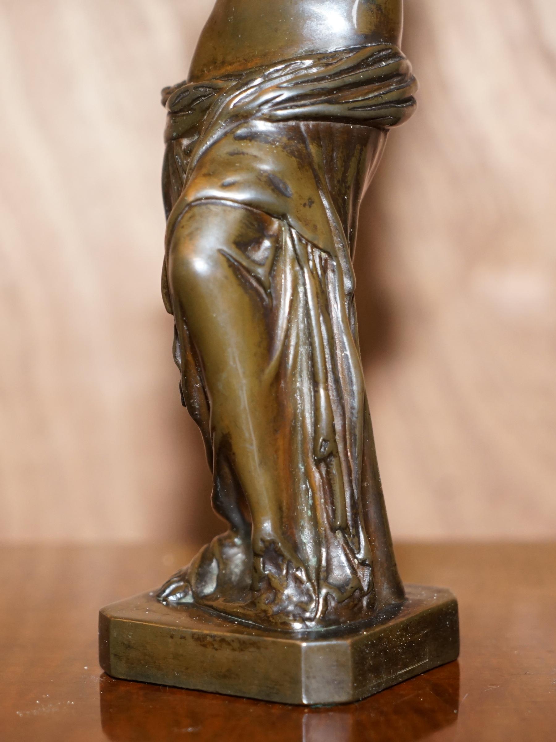 Lovely 19th Century Antique Italian Venus De Milo Grand Tour Bronze Statue For Sale 1