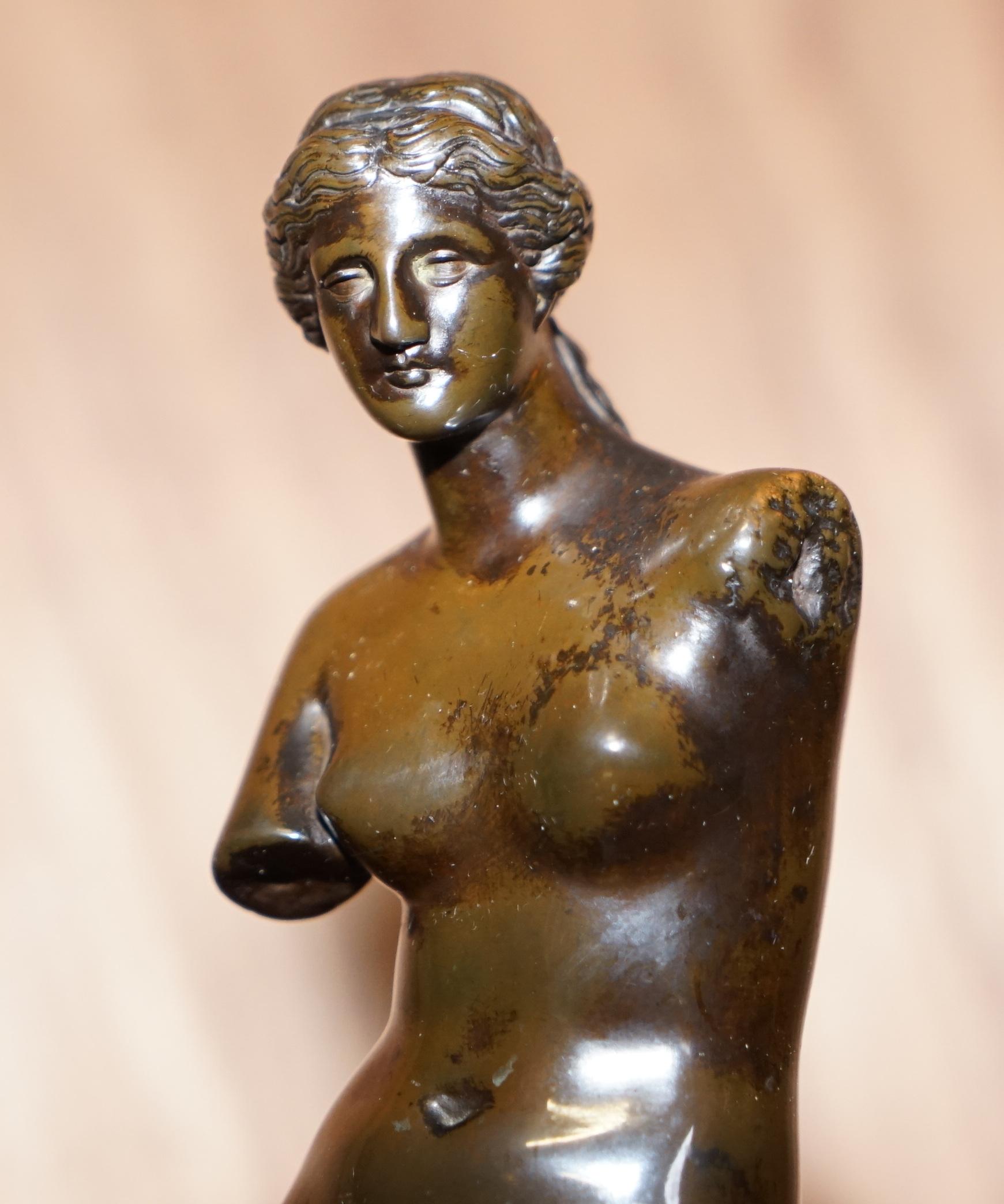 Lovely 19th Century Antique Italian Venus De Milo Grand Tour Bronze Statue For Sale 2