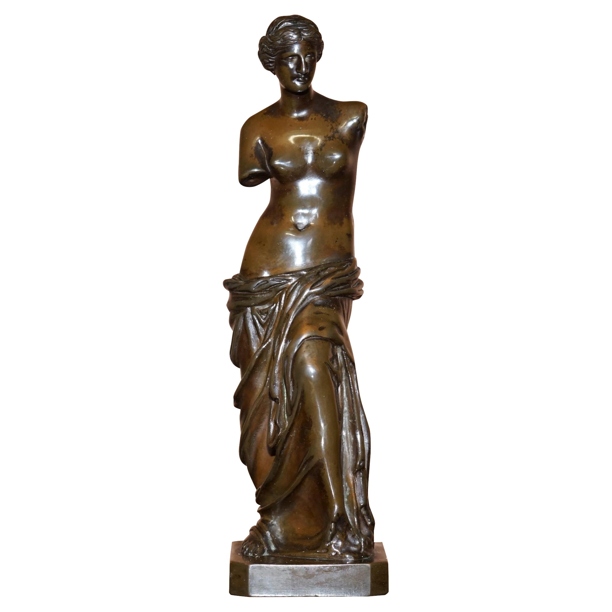Lovely 19th Century Antique Italian Venus De Milo Grand Tour Bronze Statue