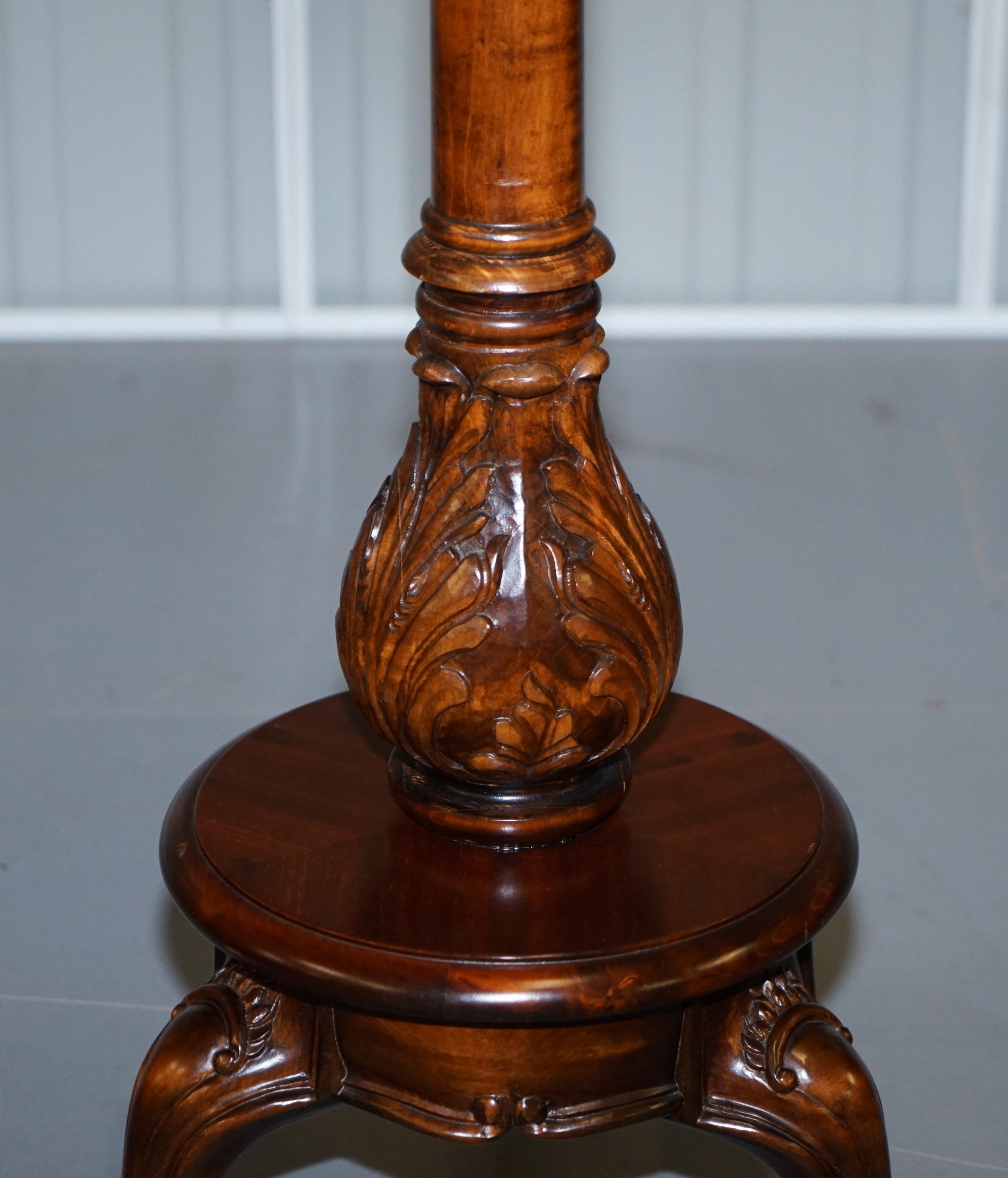English Lovely 19th Century Antique Hardwood Tall Hand Carved Mahogany Jardinière Stand
