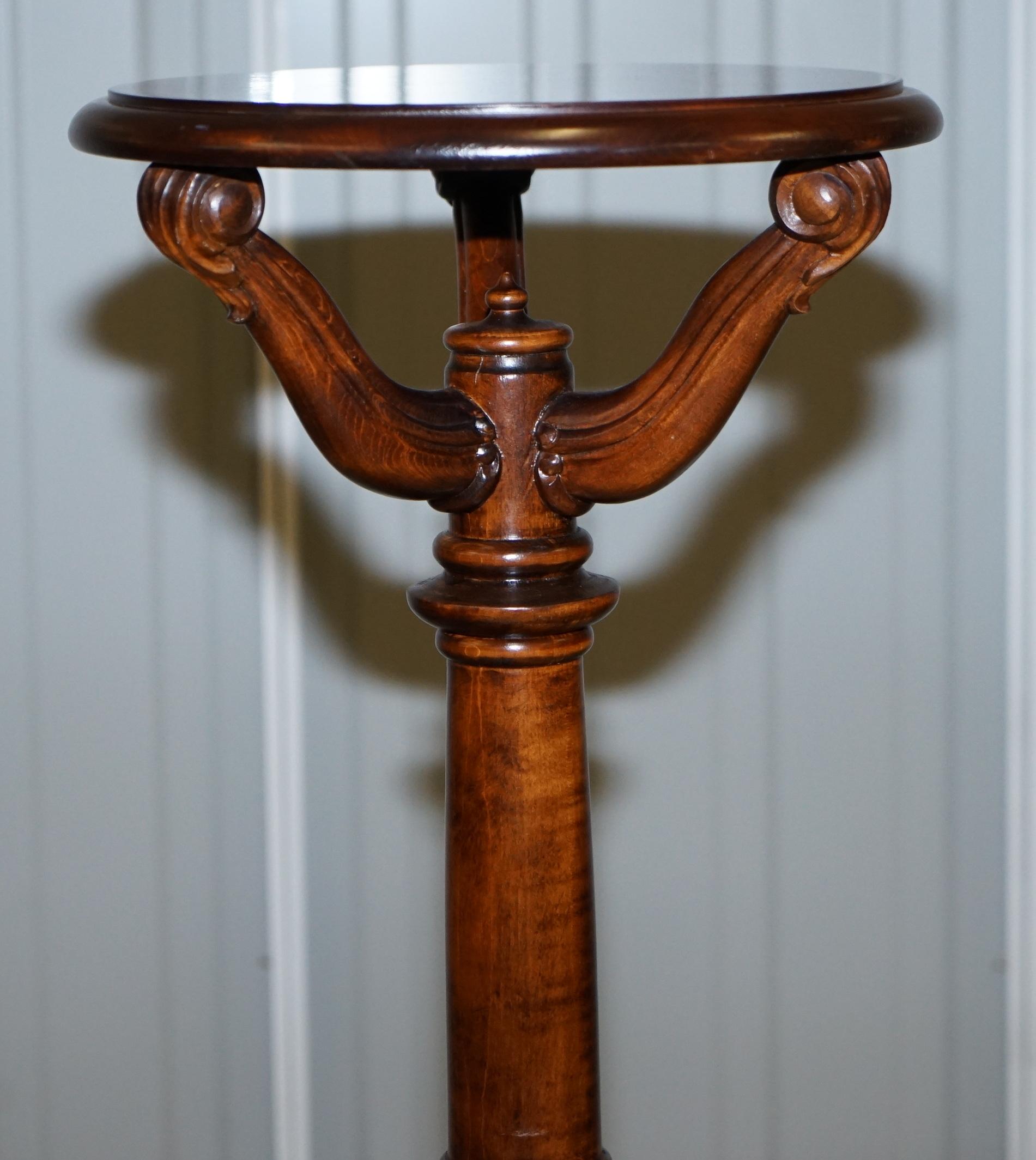 Hand-Crafted Lovely 19th Century Antique Hardwood Tall Hand Carved Mahogany Jardinière Stand