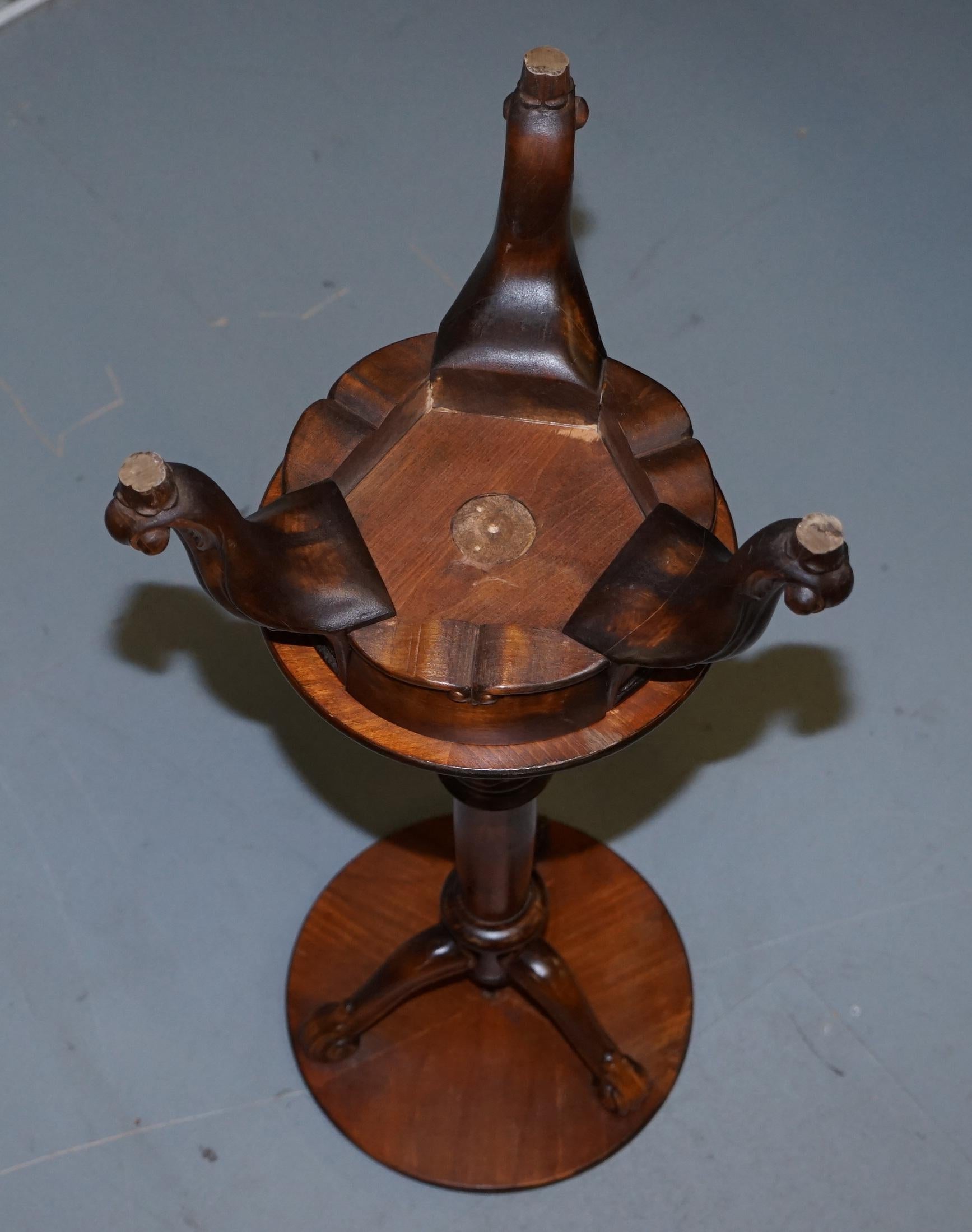 Lovely 19th Century Antique Hardwood Tall Hand Carved Mahogany Jardinière Stand 4