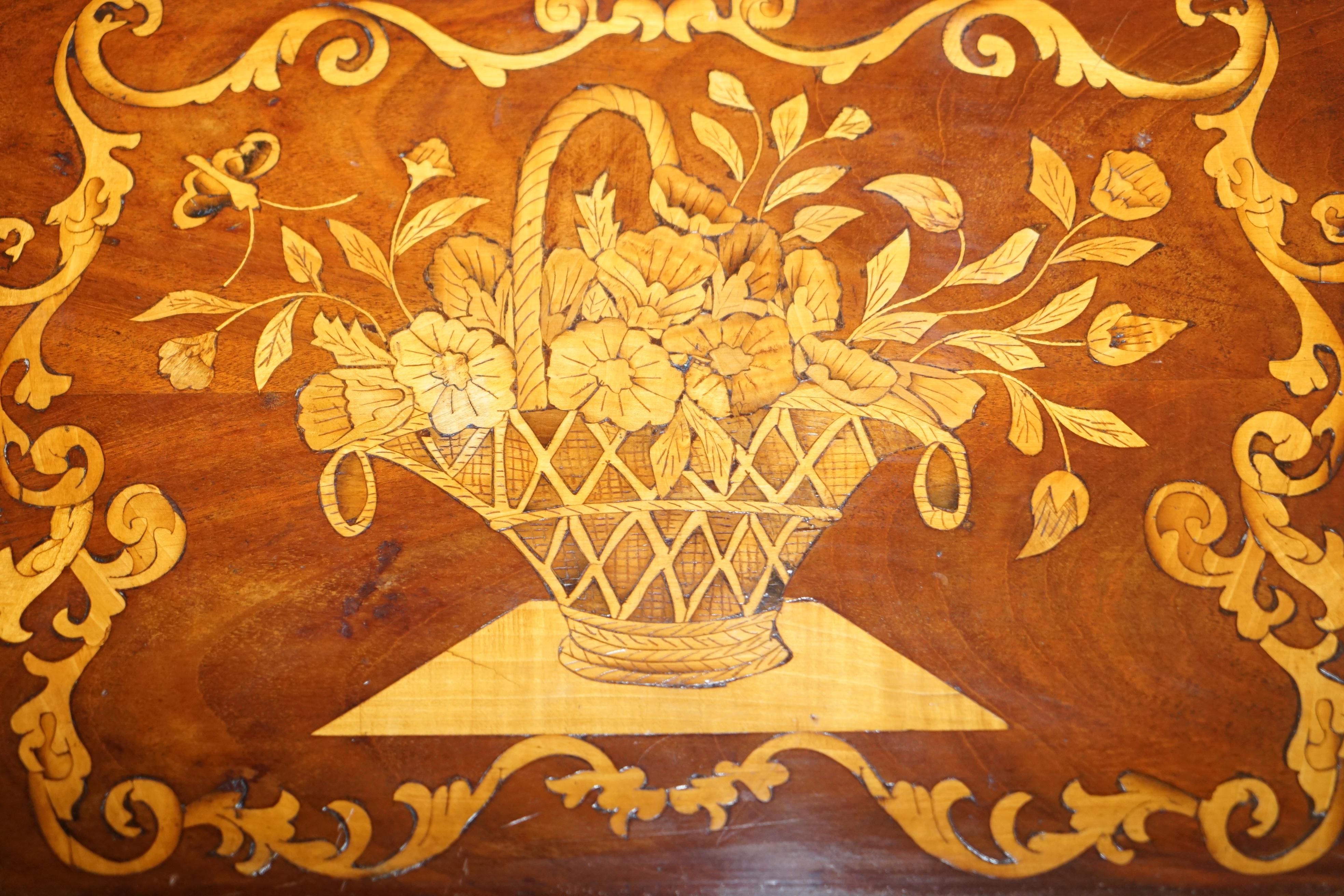 Hand-Crafted Lovely 19th Century Dutch Marquetry Inlaid Side Table with Tambour Fronted Door For Sale
