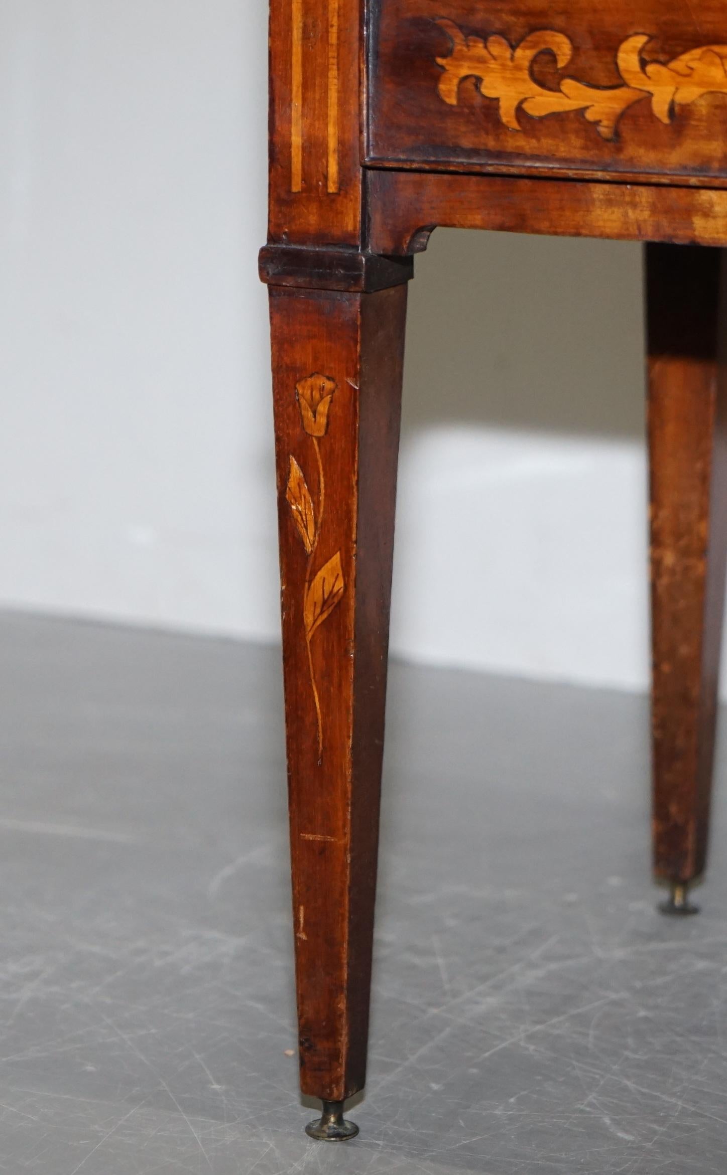 Lovely 19th Century Dutch Marquetry Inlaid Side Table with Tambour Fronted Door For Sale 1