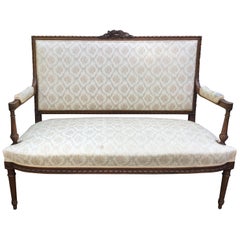 Antique Lovely 19th Century French Louis XVI Style Walnut Settee Loveseat