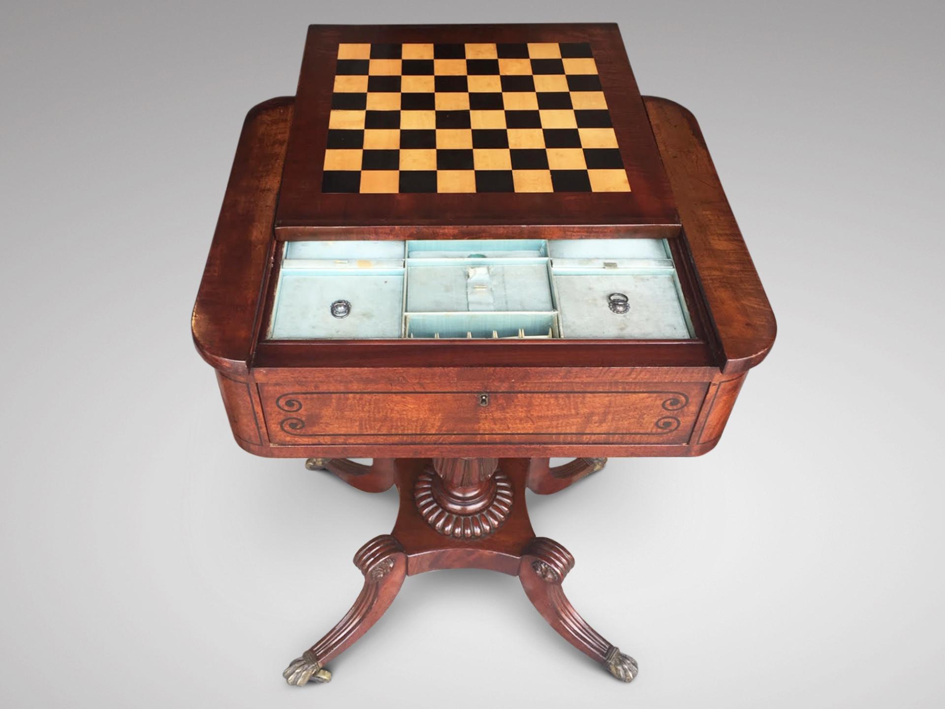 Marquetry Lovely 19th Century Georgian Period Mahogany Games and Chess Table