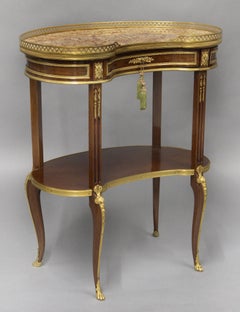 Lovely 19th Century Gilt Bronze Mounted Mahogany kidney-Shaped Occasional Table