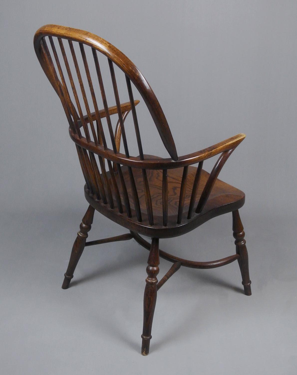 Lovely 19th Century Stick Back Windsor Chair with Crinoline Stretcher 1
