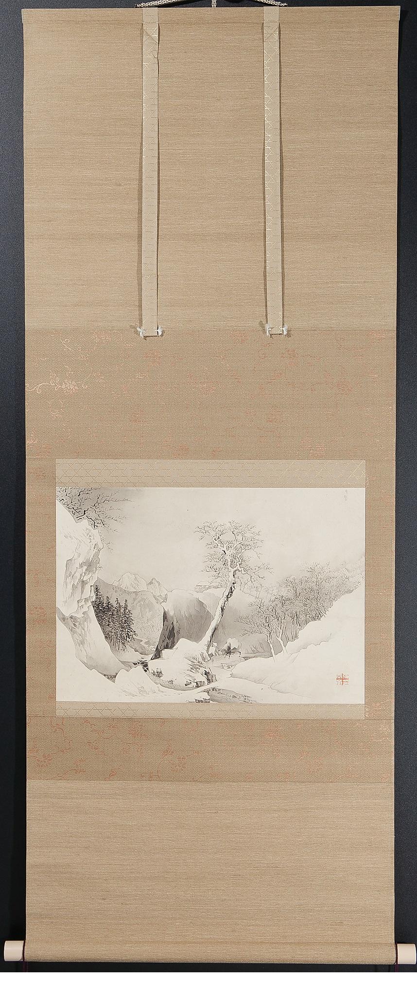 Showa Grazioso dipinto su rotolo del 19° secolo dell'artista giapponese Tamazusa Kawabata, dipinto con una gru in vendita