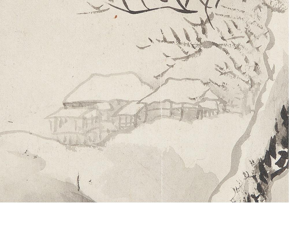 XIXe siècle Charmant 19ème Tamazusa Kawabata Peintures sur rouleaux Japon Artiste Peint Crane en vente