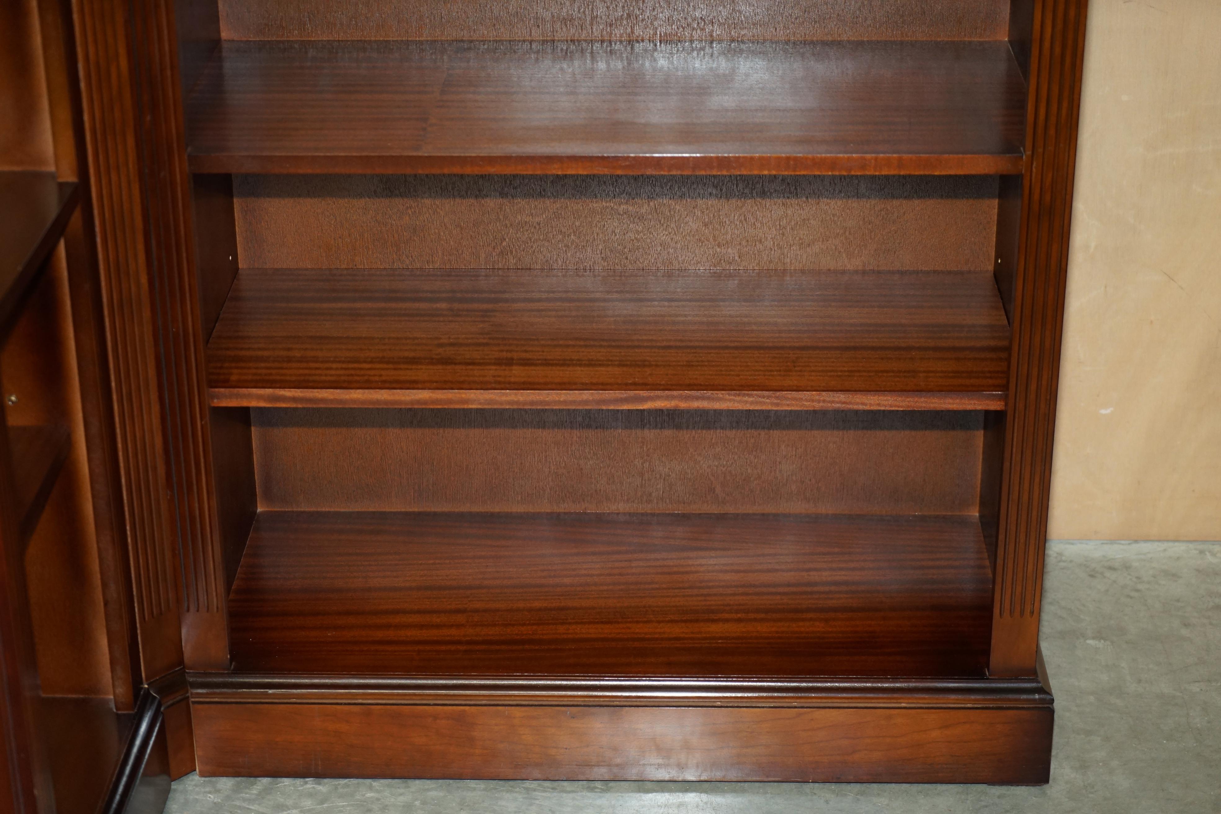 Lovely 2 Piece Flamed Hardwood Open Library Bookcase Part of a Paired Suite For Sale 6