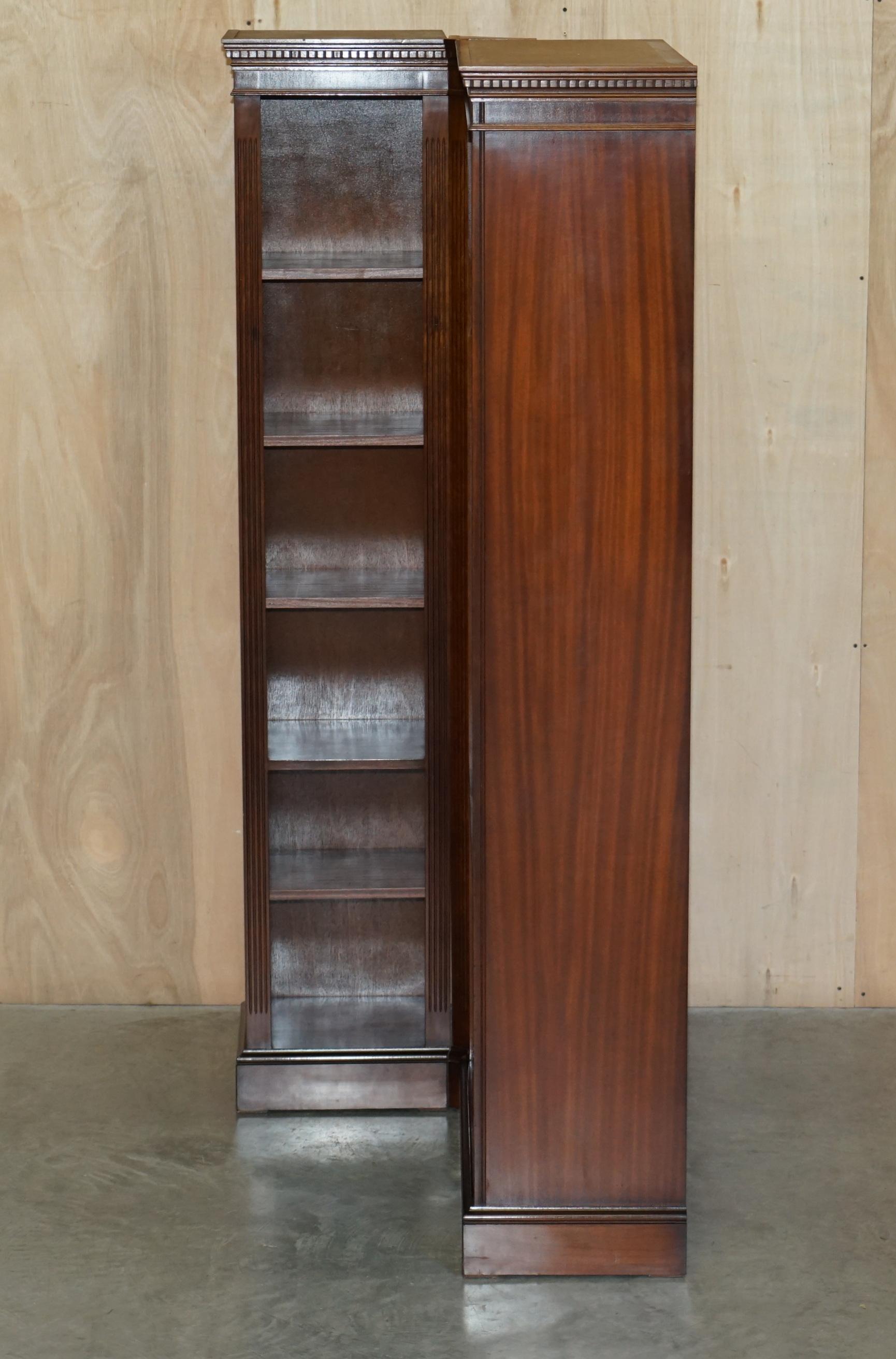 Lovely 2 Piece Flamed Hardwood Open Library Bookcase Part of a Paired Suite For Sale 7