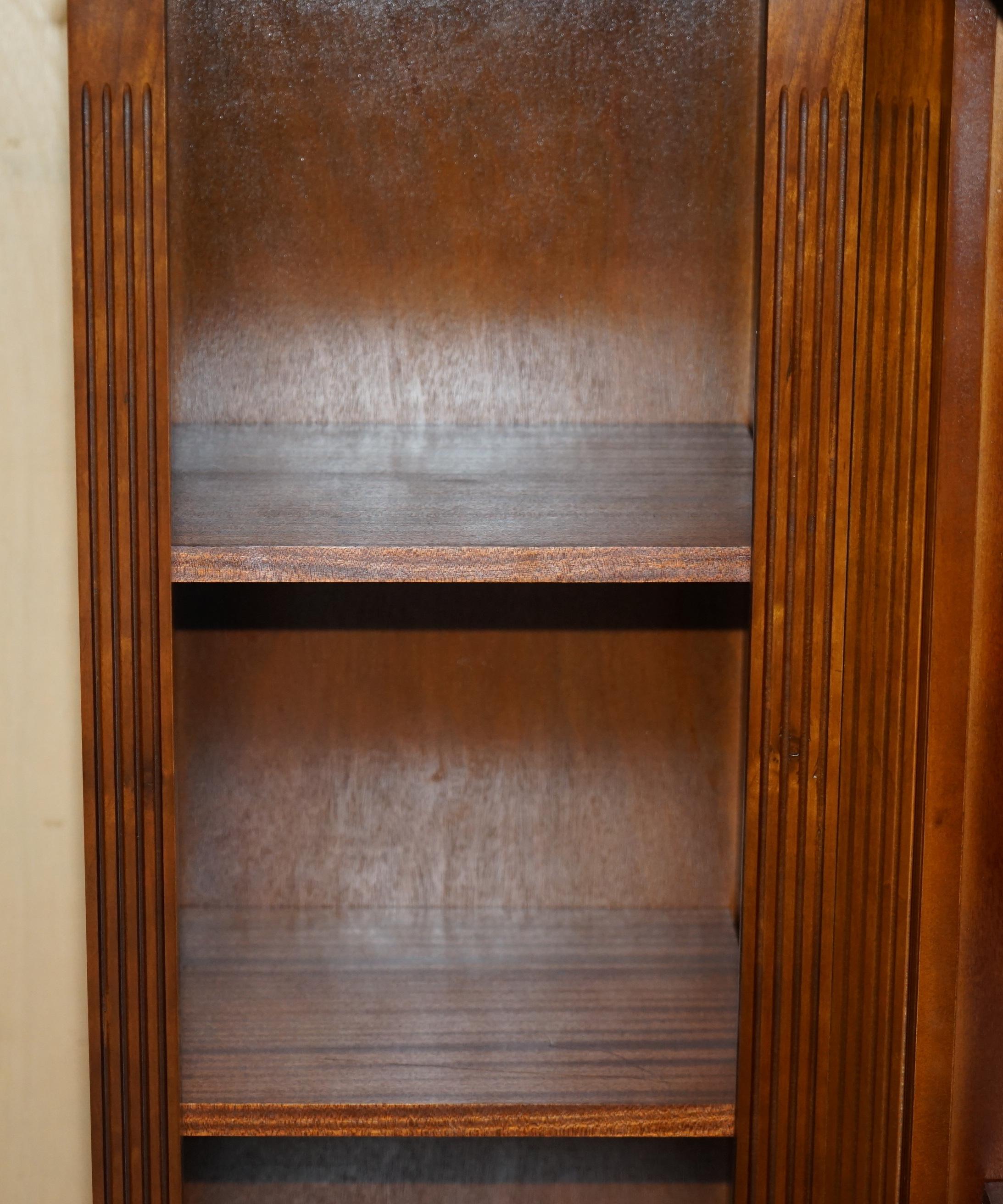 Lovely 2 Piece Flamed Hardwood Open Library Bookcase Part of a Paired Suite For Sale 9
